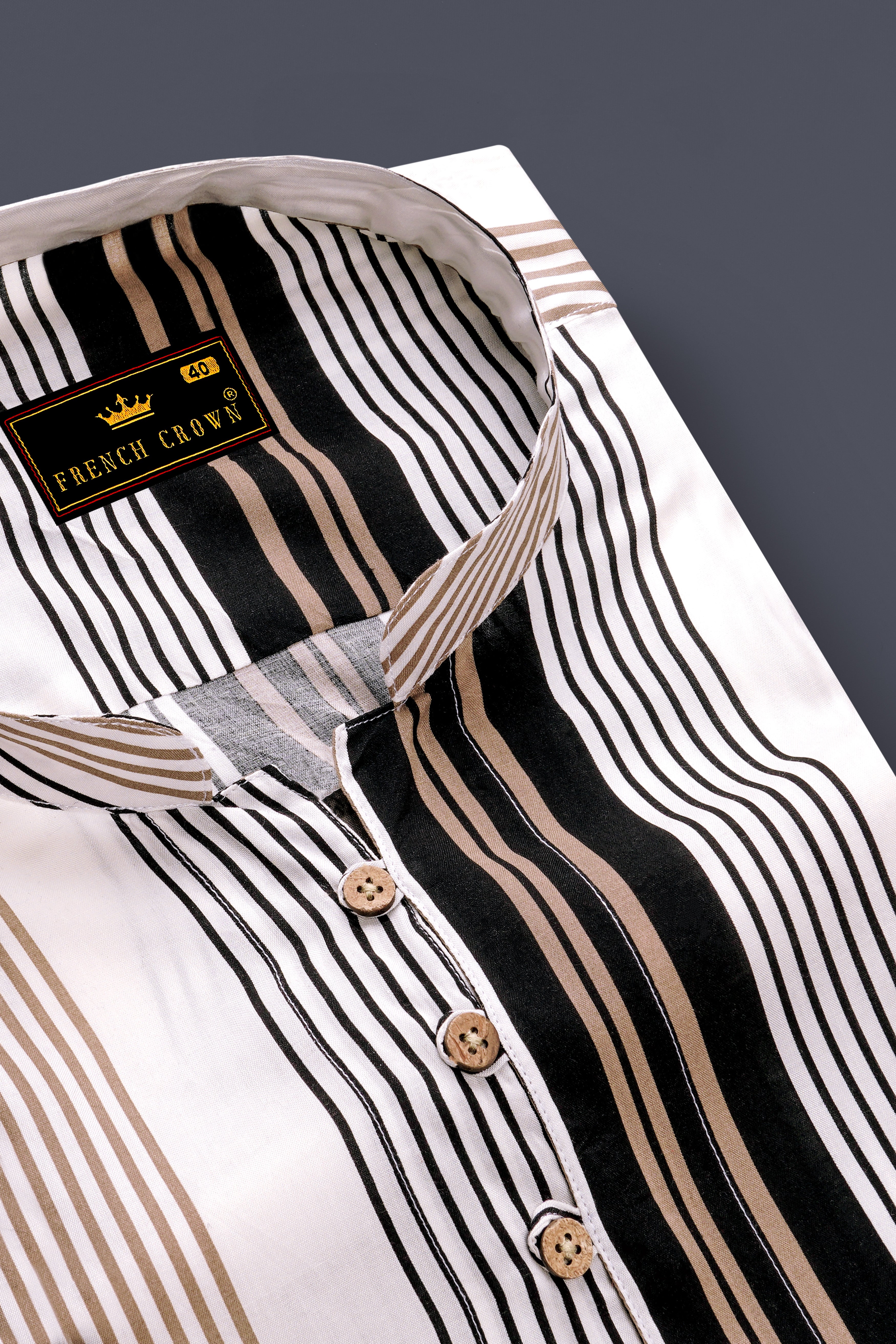 Noctalm-Almond Brown And Jade Black Striped Super Soft Tencel Casual Kurta Shirt 14246-KS-38, 14246-KS-H-38, 14246-KS-39, 14246-KS-H-39, 14246-KS-40, 14246-KS-H-40, 14246-KS-42, 14246-KS-H-42, 14246-KS-44, 14246-KS-H-44, 14246-KS-46, 14246-KS-H-46, 14246-KS-48, 14246-KS-H-48, 14246-KS-50, 14246-KS-H-50, 14246-KS-52, 14246-KS-H-52