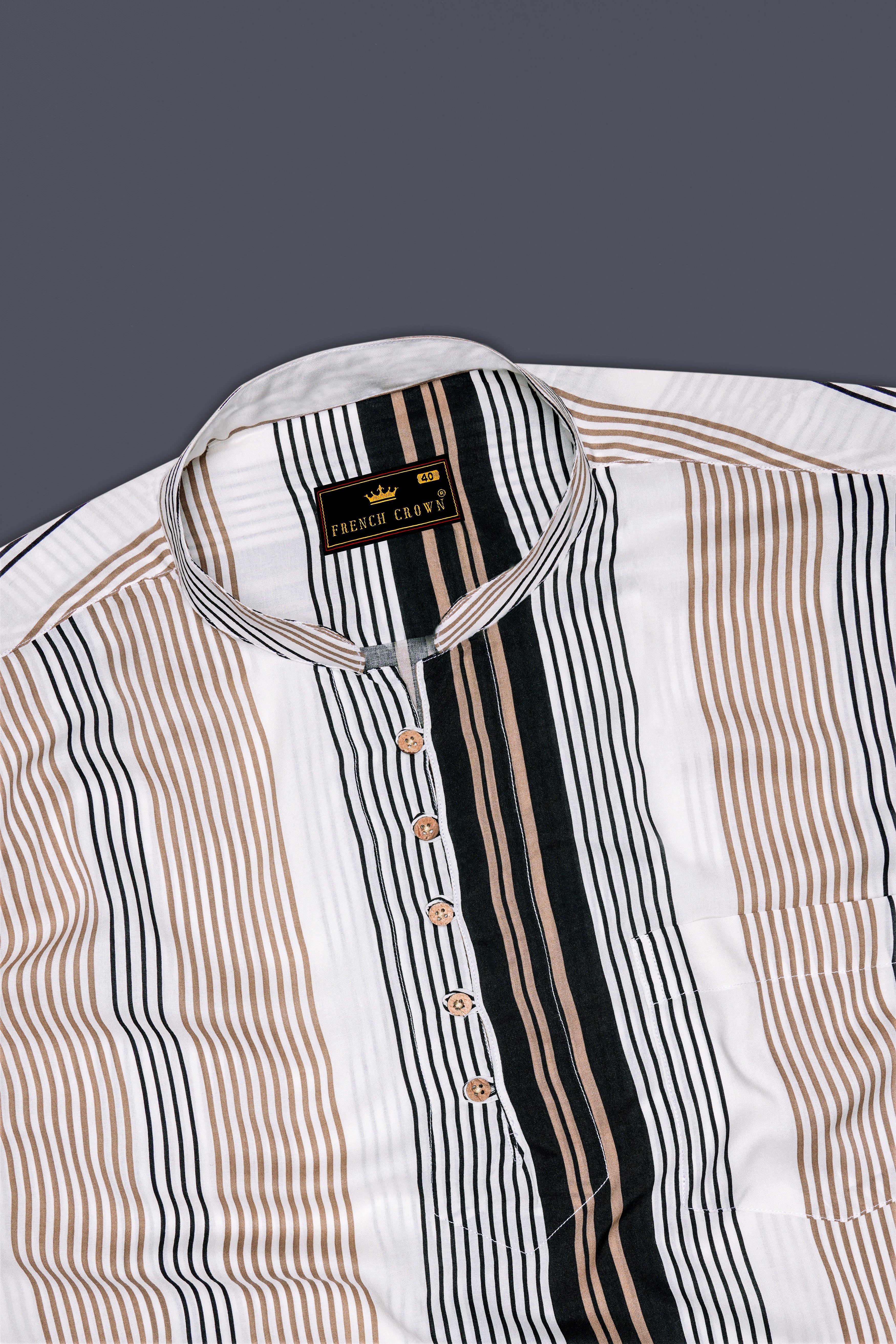 Noctalm-Almond Brown And Jade Black Striped Super Soft Tencel Casual Kurta Shirt 14246-KS-38, 14246-KS-H-38, 14246-KS-39, 14246-KS-H-39, 14246-KS-40, 14246-KS-H-40, 14246-KS-42, 14246-KS-H-42, 14246-KS-44, 14246-KS-H-44, 14246-KS-46, 14246-KS-H-46, 14246-KS-48, 14246-KS-H-48, 14246-KS-50, 14246-KS-H-50, 14246-KS-52, 14246-KS-H-52