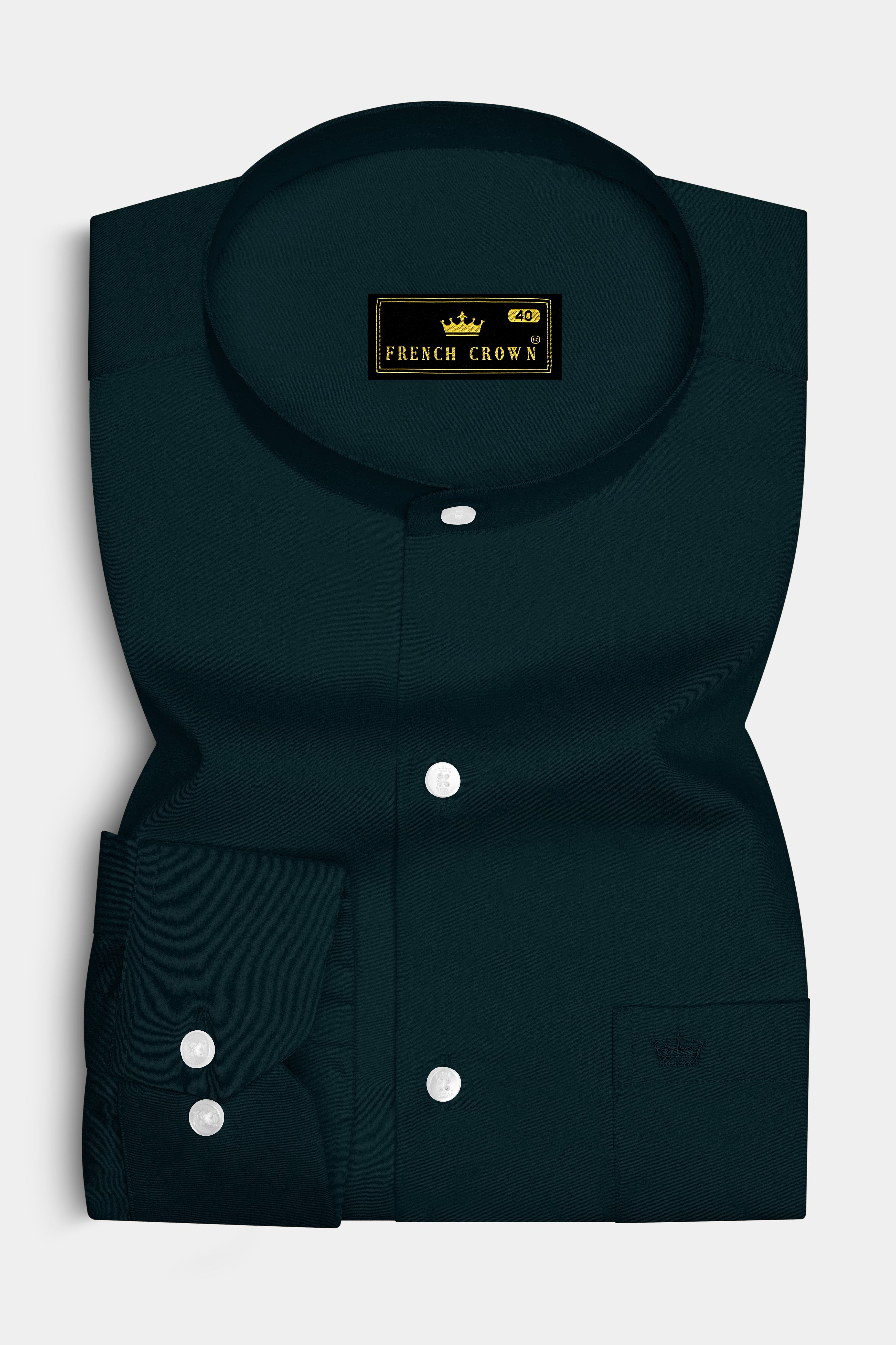 Olvoro Burnham Green Subtle Sheen Super Soft Premium Cotton Mandarin Dress Shirt 14267-M-38, 14267-M-H-38, 14267-M-39, 14267-M-H-39, 14267-M-40, 14267-M-H-40, 14267-M-42, 14267-M-H-42, 14267-M-44, 14267-M-H-44, 14267-M-46, 14267-M-H-46, 14267-M-48, 14267-M-H-48, 14267-M-50, 14267-M-H-50, 14267-M-52, 14267-M-H-52
