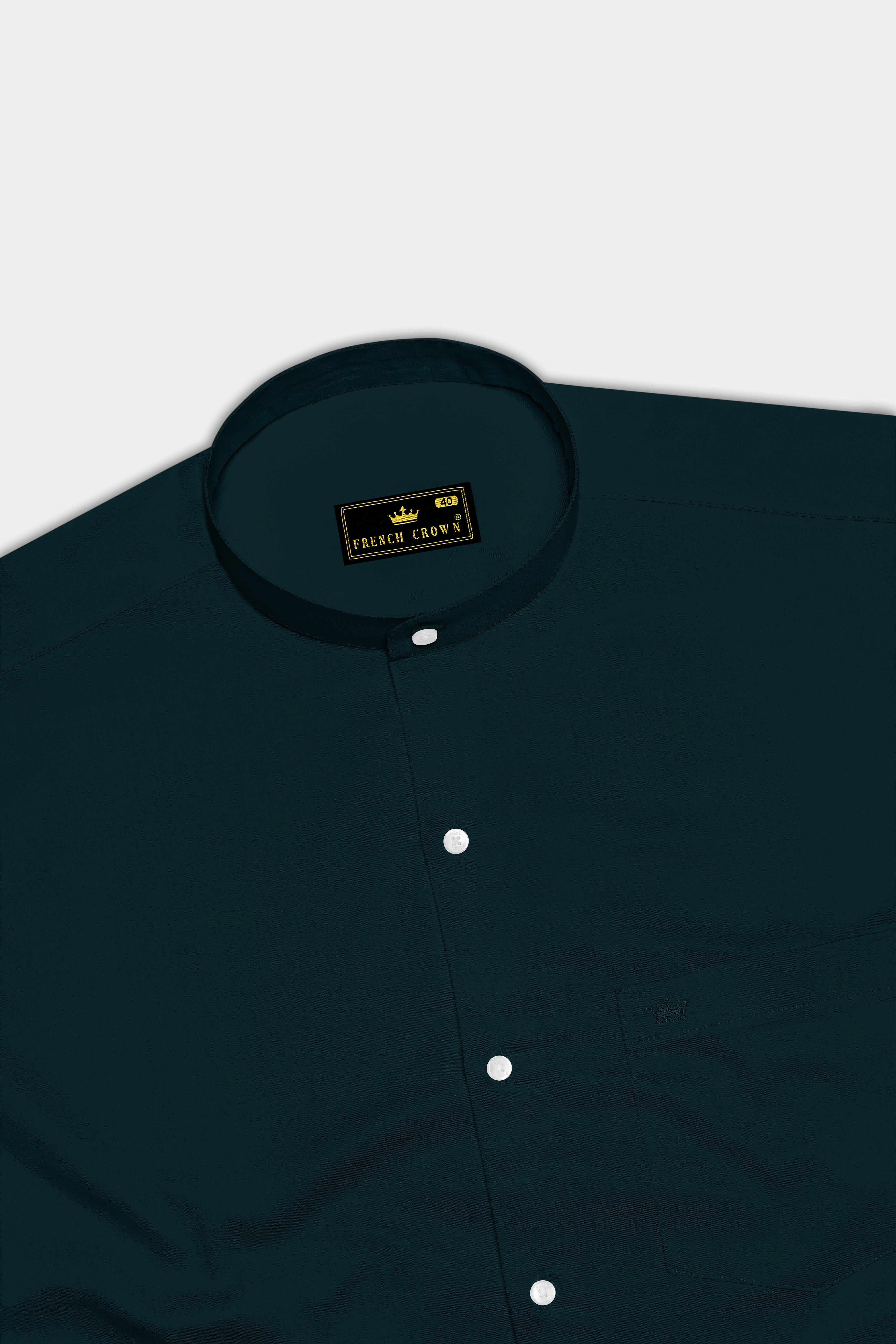 Olvoro Burnham Green Subtle Sheen Super Soft Premium Cotton Mandarin Dress Shirt 14267-M-38, 14267-M-H-38, 14267-M-39, 14267-M-H-39, 14267-M-40, 14267-M-H-40, 14267-M-42, 14267-M-H-42, 14267-M-44, 14267-M-H-44, 14267-M-46, 14267-M-H-46, 14267-M-48, 14267-M-H-48, 14267-M-50, 14267-M-H-50, 14267-M-52, 14267-M-H-52