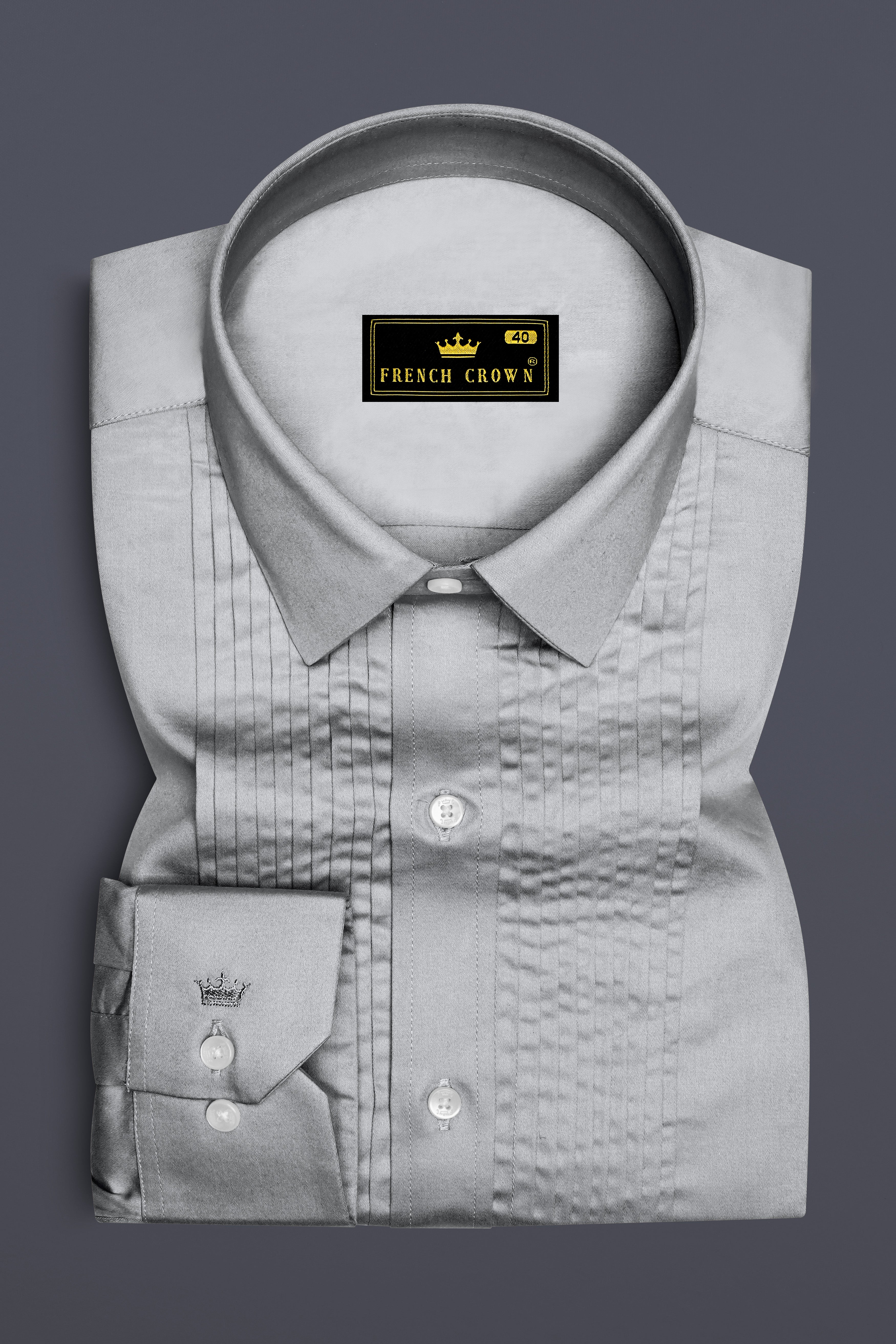 Silvoro Martini Gray Subtle Sheen Super Soft Premium Cotton Tuxedo Dress Shirt