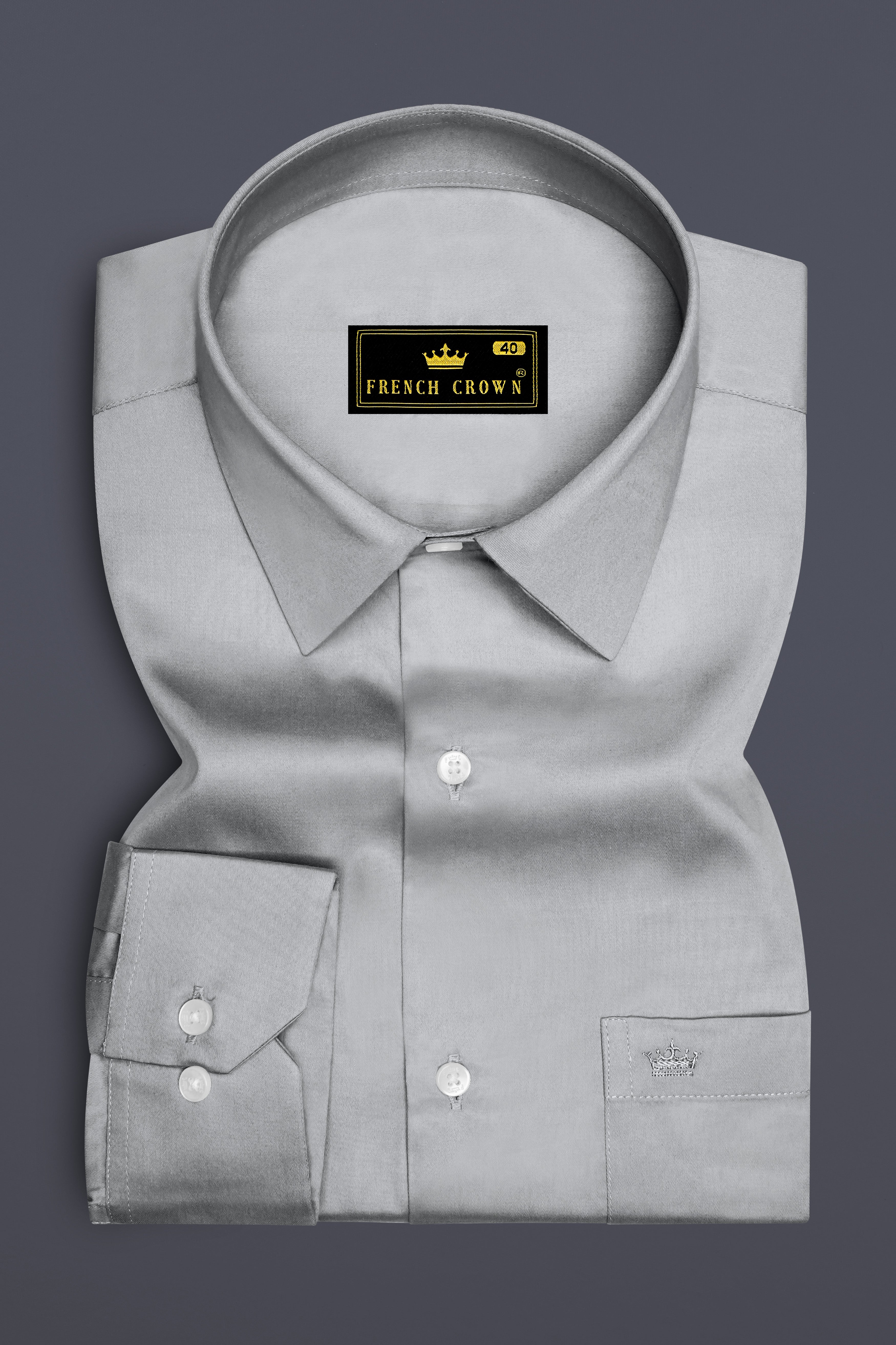 Silvoro Martini Gray Subtle Sheen Super Soft Premium Cotton Dress Shirt 14271-38, 14271-H-38, 14271-39, 14271-H-39, 14271-40, 14271-H-40, 14271-42, 14271-H-42, 14271-44, 14271-H-44, 14271-46, 14271-H-46, 14271-48, 14271-H-48, 14271-50, 14271-H-50, 14271-52, 14271-H-52