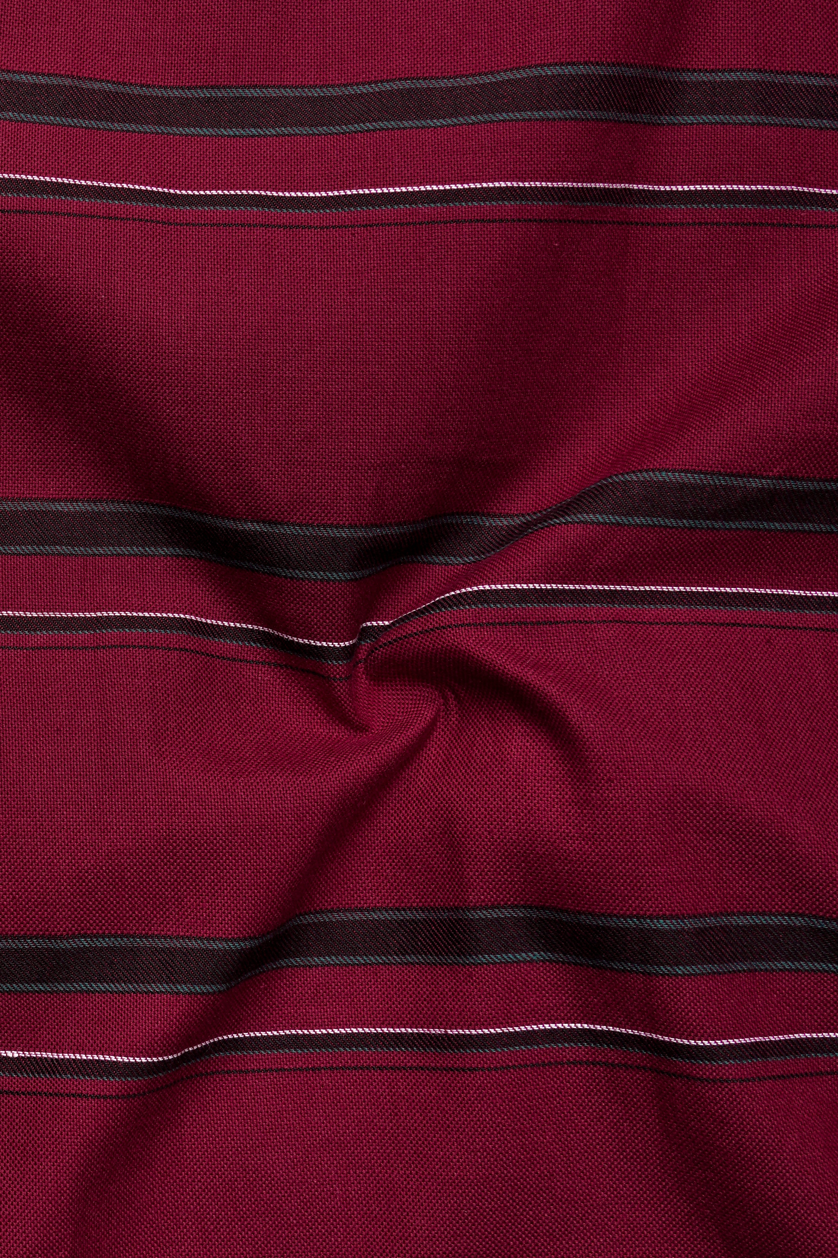 Brunoro Moccaccino Maroon Striped Oxford Premium Cotton Casual Shirt