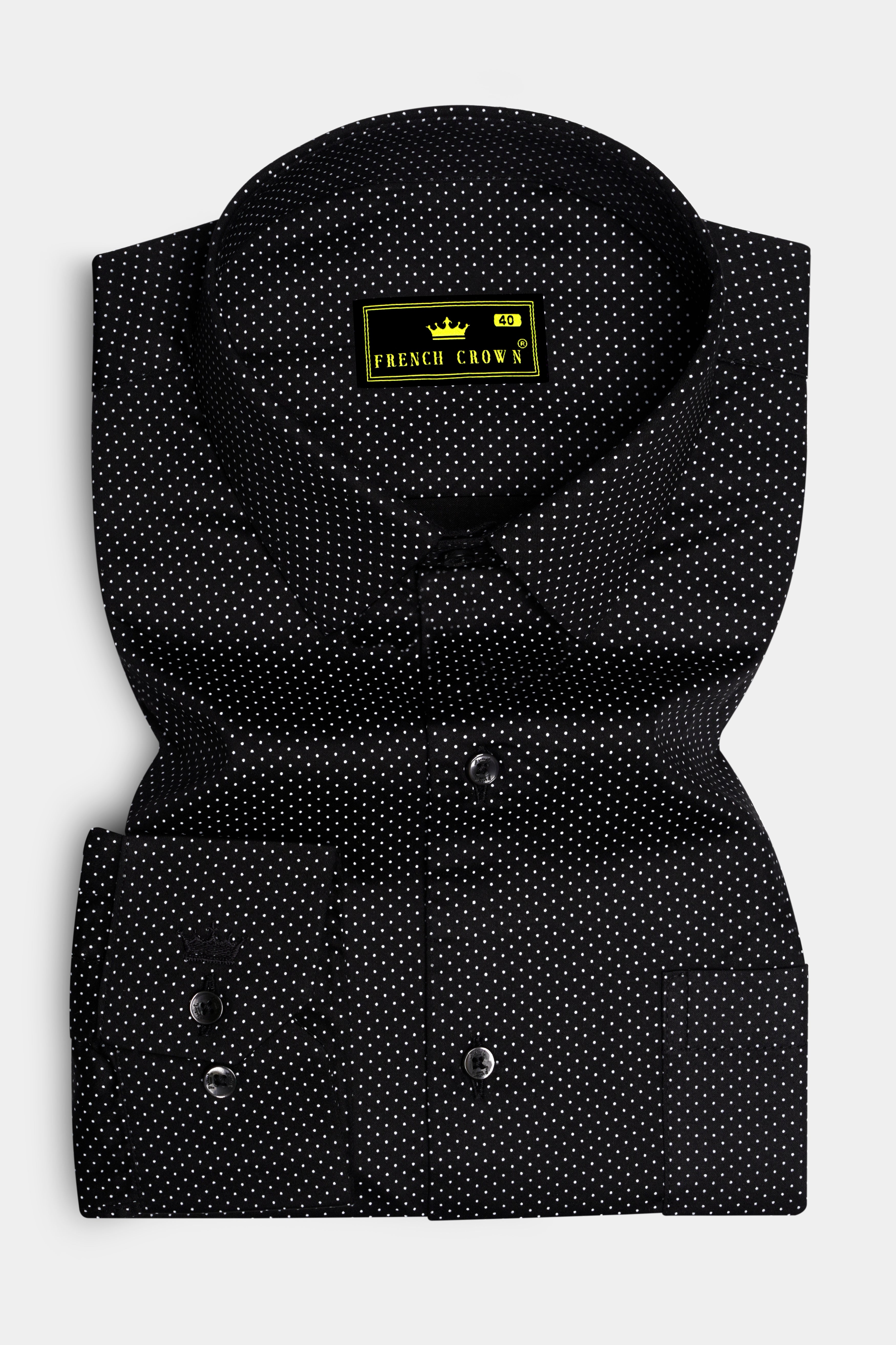 Nerovoro Jade Black And Bright White Micro Dotted Printed Subtle Sheen Super Soft Premium Cotton Dress Shirt 14278-BLK-38, 14278-BLK-H-38, 14278-BLK-39, 14278-BLK-H-39, 14278-BLK-40, 14278-BLK-H-40, 14278-BLK-42, 14278-BLK-H-42, 14278-BLK-44, 14278-BLK-H-44, 14278-BLK-46, 14278-BLK-H-46, 14278-BLK-48, 14278-BLK-H-48, 14278-BLK-50, 14278-BLK-H-50, 14278-BLK-52, 14278-BLK-H-52