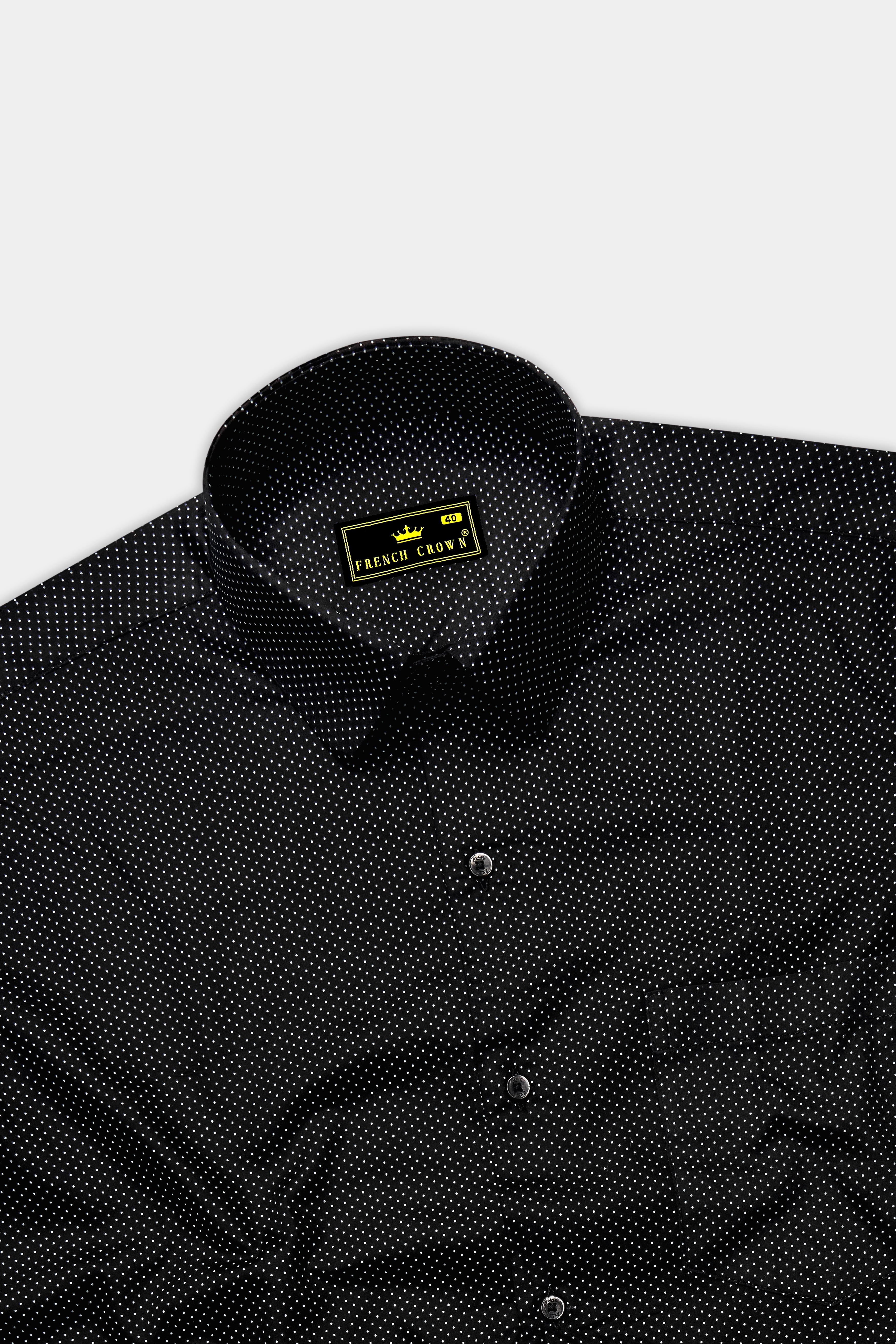 Nerovoro Jade Black And Bright White Micro Dotted Printed Subtle Sheen Super Soft Premium Cotton Dress Shirt 14278-BLK-38, 14278-BLK-H-38, 14278-BLK-39, 14278-BLK-H-39, 14278-BLK-40, 14278-BLK-H-40, 14278-BLK-42, 14278-BLK-H-42, 14278-BLK-44, 14278-BLK-H-44, 14278-BLK-46, 14278-BLK-H-46, 14278-BLK-48, 14278-BLK-H-48, 14278-BLK-50, 14278-BLK-H-50, 14278-BLK-52, 14278-BLK-H-52