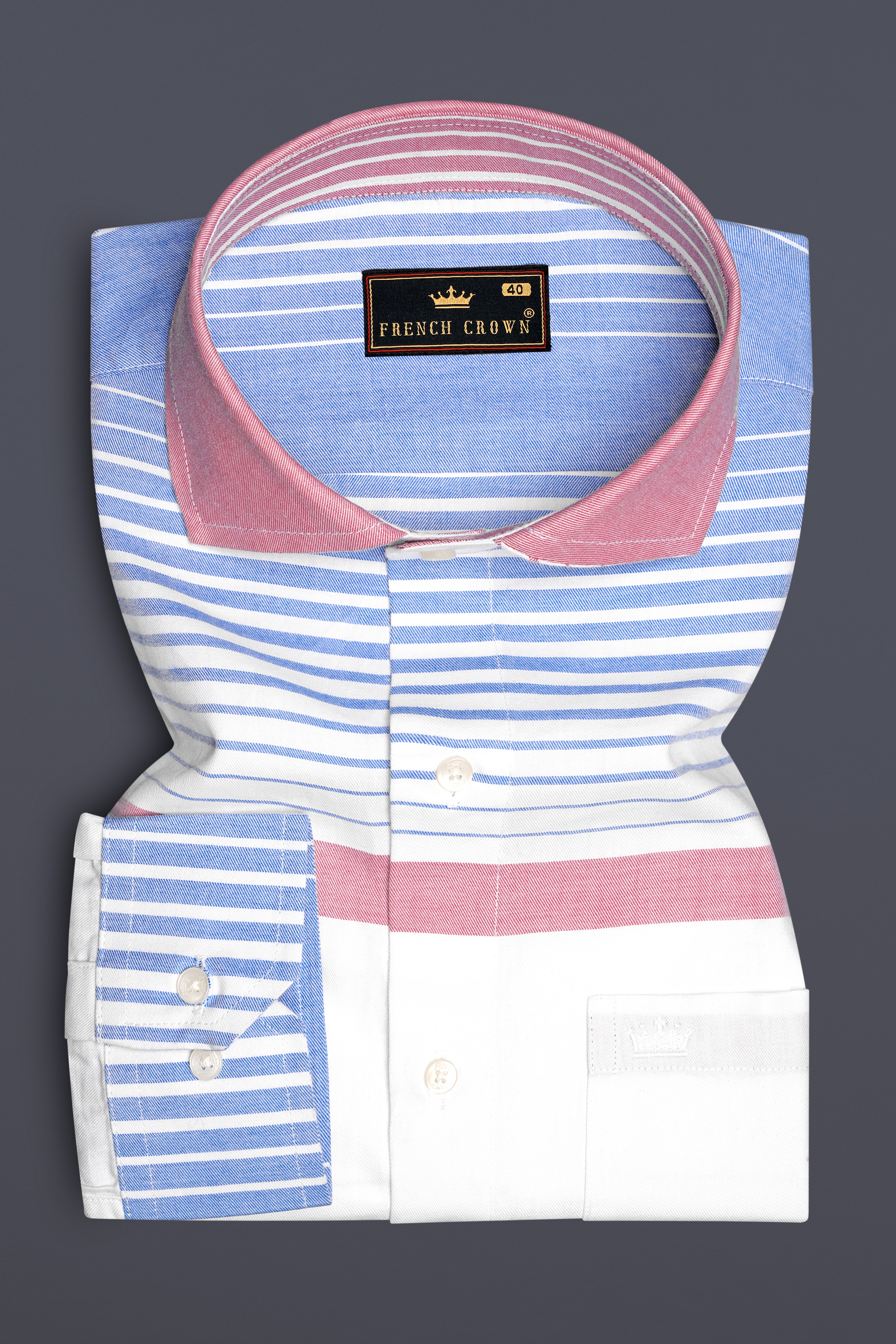 Pastoro Wewak Pink And Jordy Blue Striped Twill Premium Cotton Casual Shirt