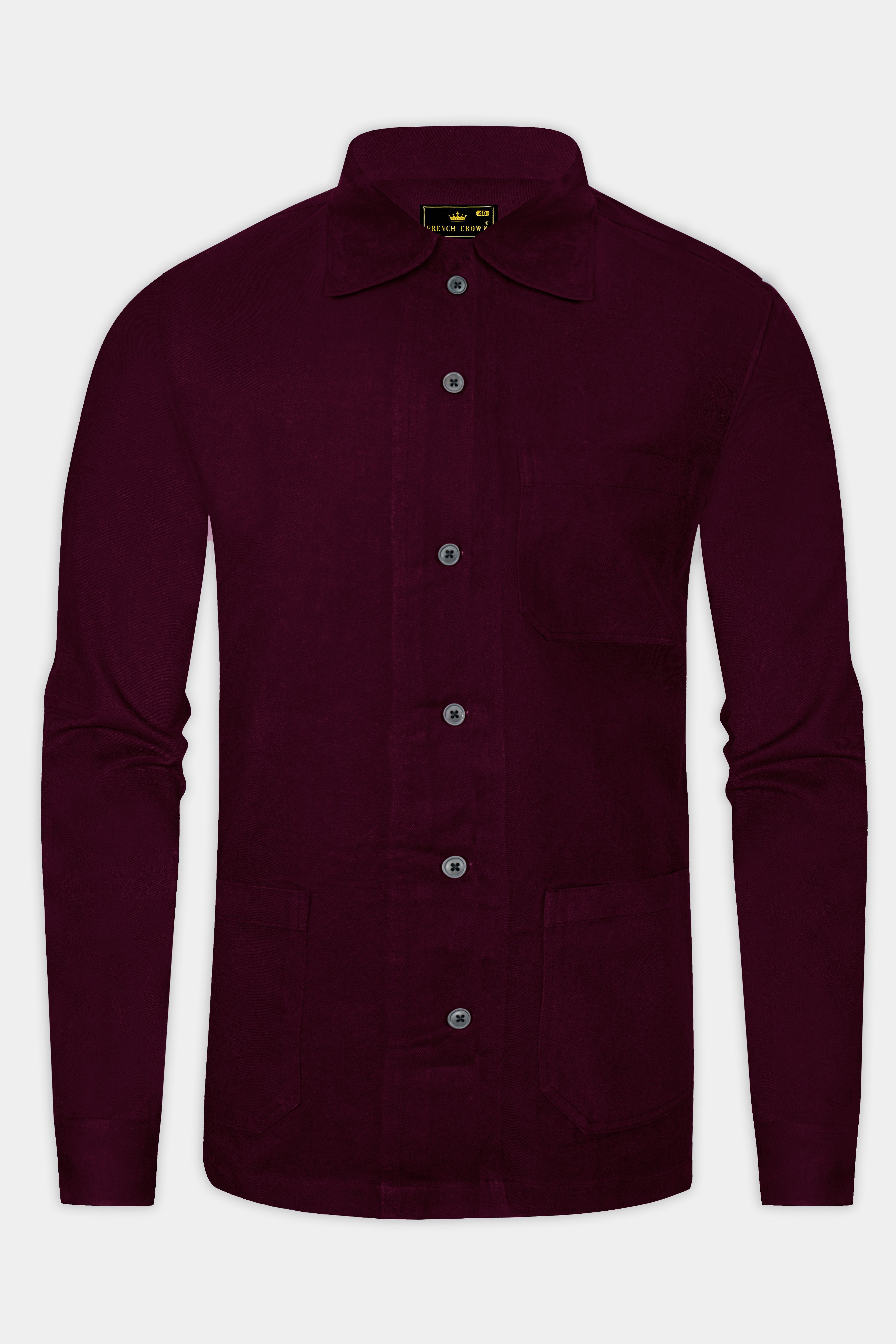 Vinoro Sepia Maroon Textured Heavyweight Flannel Premium Cotton Casual Designer Overshirt/shacket