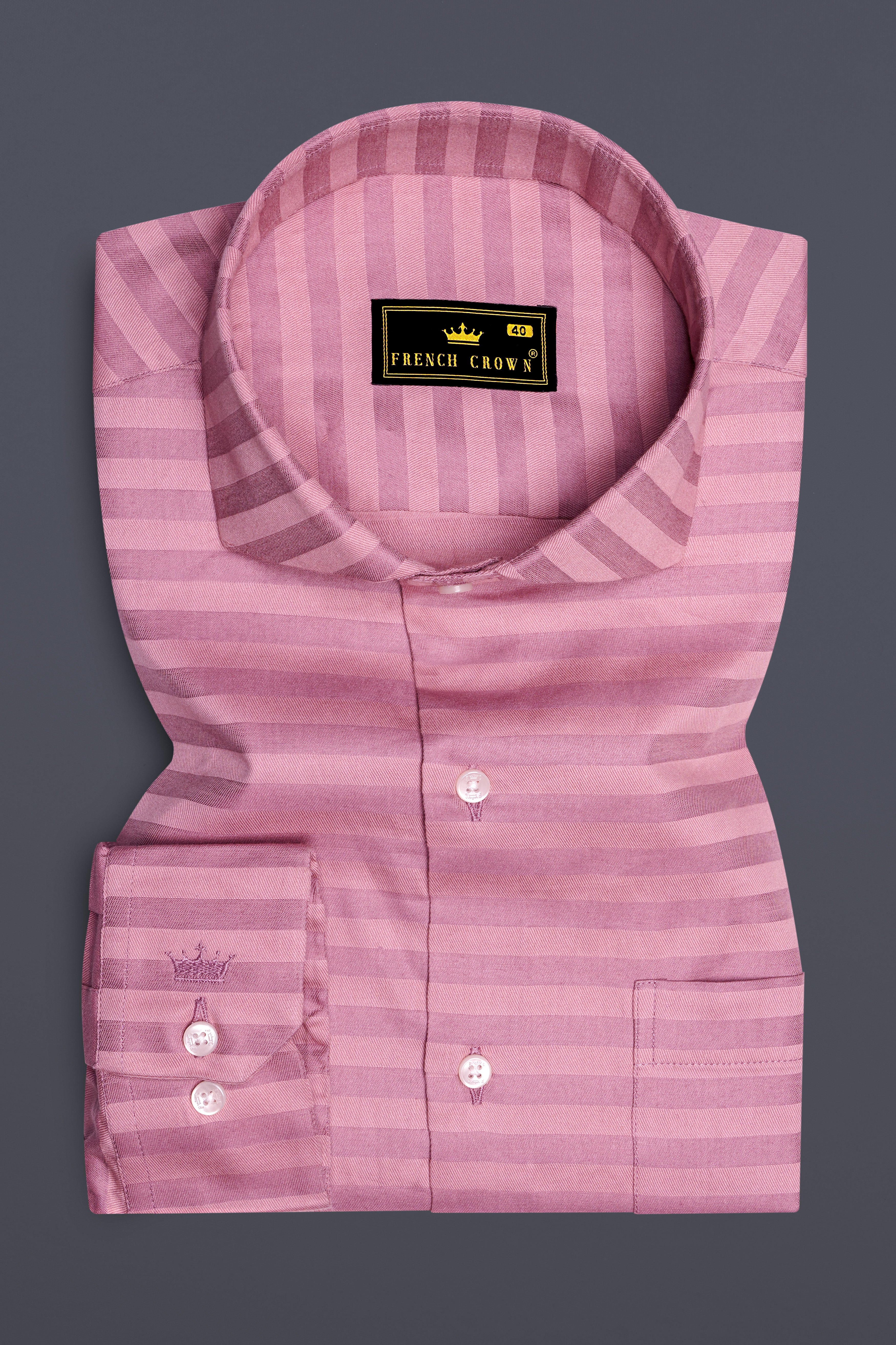 Blushoro Cadillac Pink Striped Dobby Premium Giza Cotton Dress Shirt