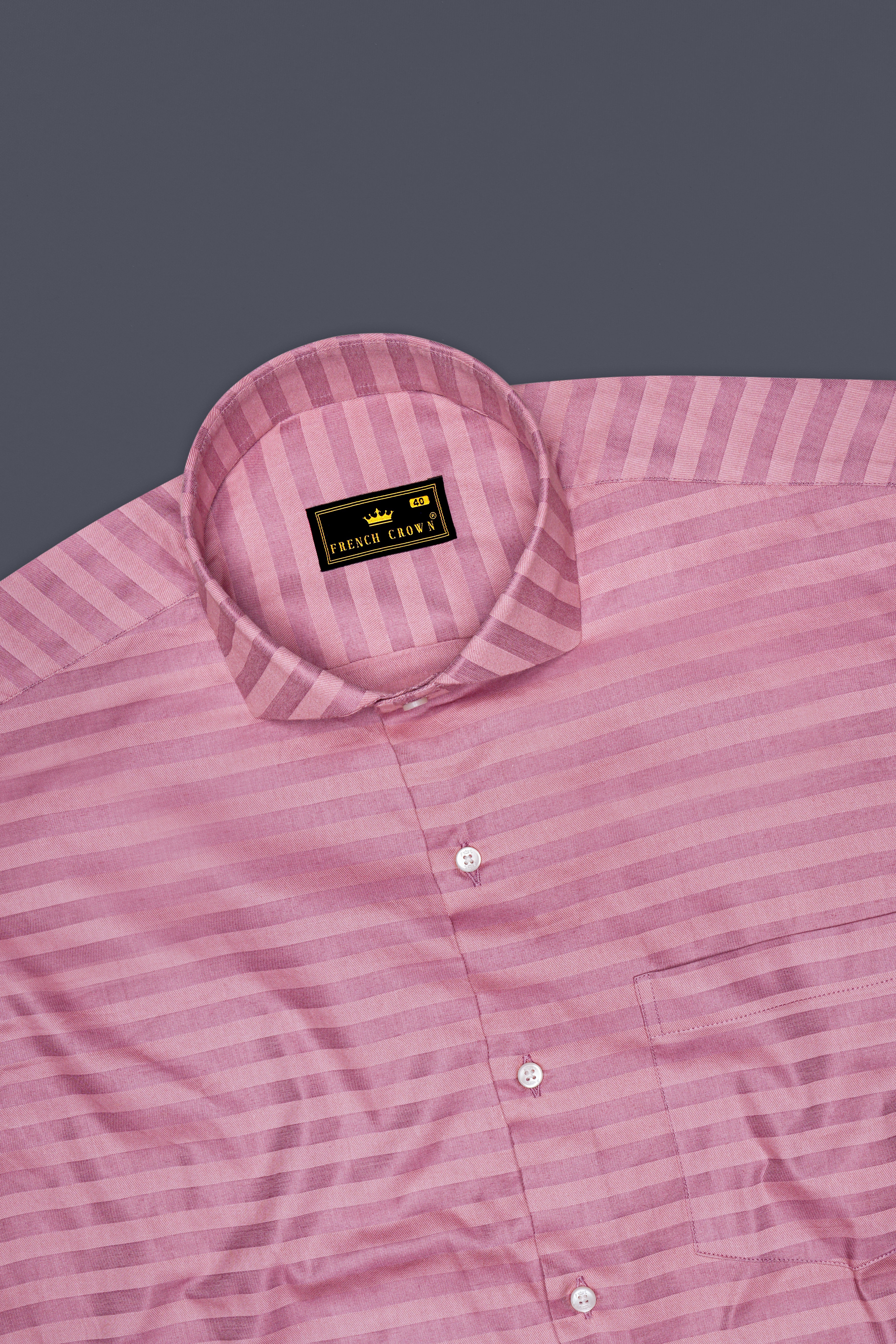 Blushoro Cadillac Pink Striped Dobby Premium Giza Cotton Dress Shirt