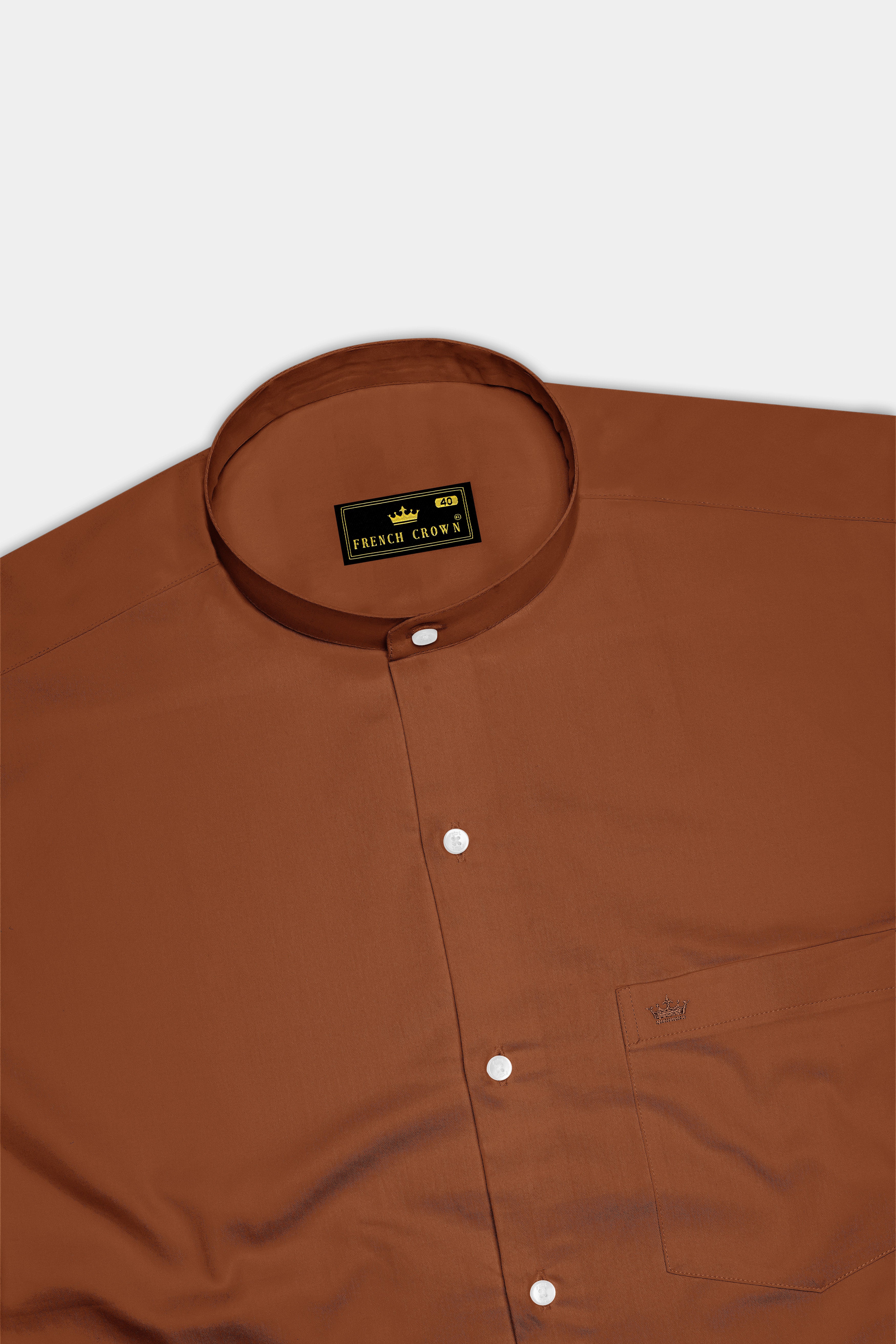 Umbero-Walnut Brown Subtle Sheen Super Soft Premium Cotton Mandarin Dress Shirt 14294-M-38, 14294-M-H-38, 14294-M-39, 14294-M-H-39, 14294-M-40, 14294-M-H-40, 14294-M-42, 14294-M-H-42, 14294-M-44, 14294-M-H-44, 14294-M-46, 14294-M-H-46, 14294-M-48, 14294-M-H-48, 14294-M-50, 14294-M-H-50, 14294-M-52, 14294-M-H-52