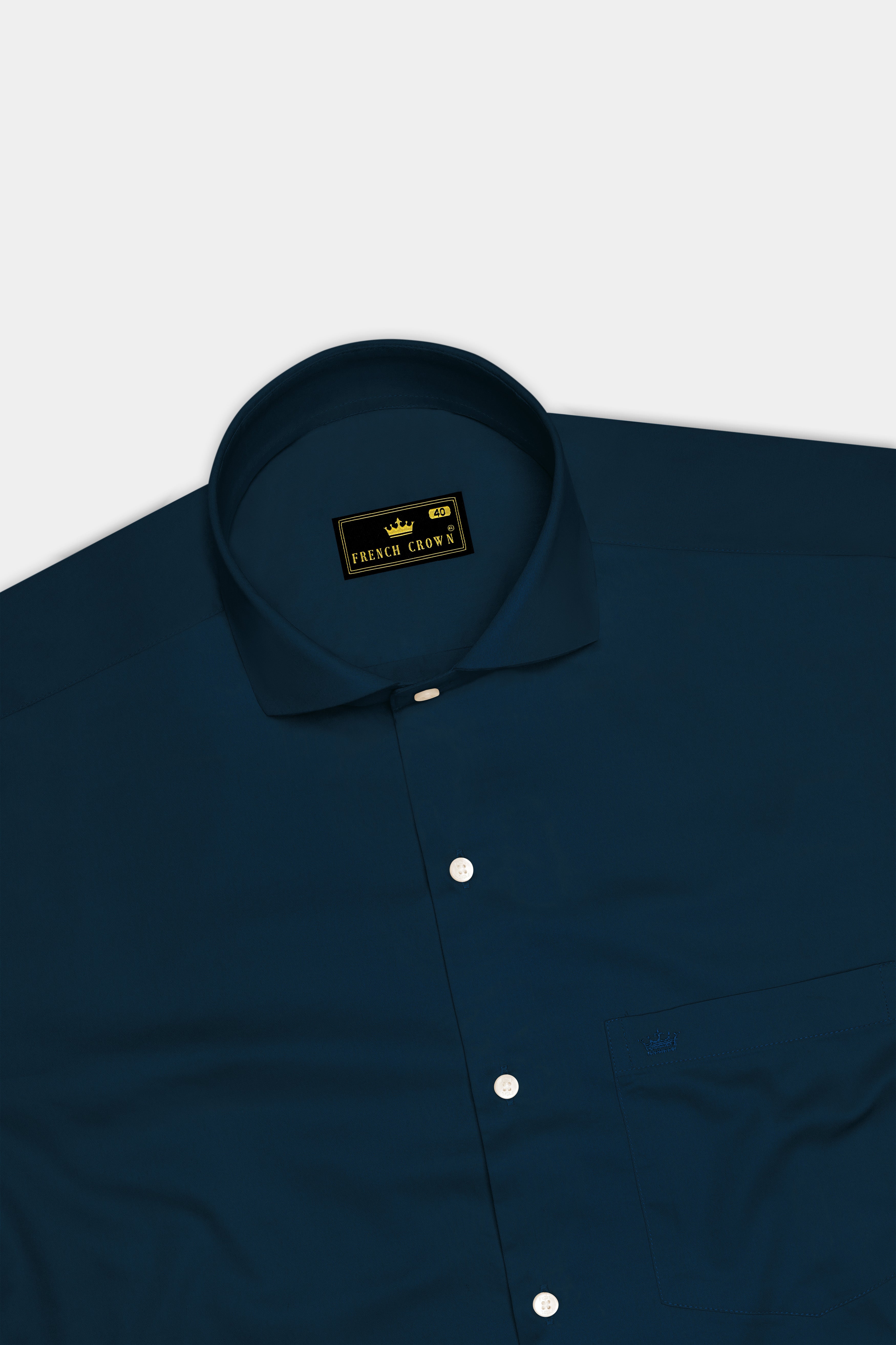 Luminor-Firefly Blue Subtle Sheen Super Soft Premium Cotton Cut Away Collar Dress Shirt