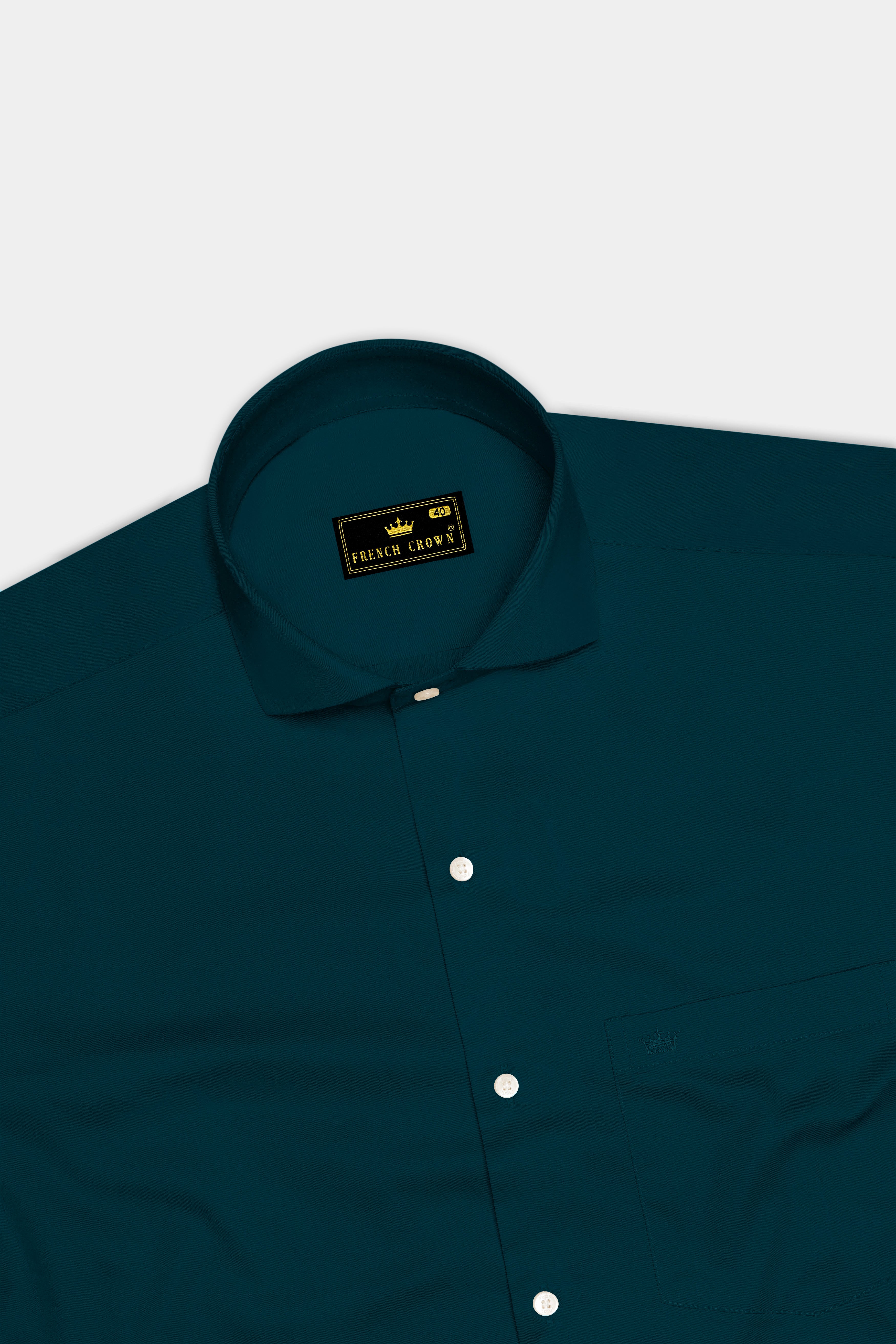 Luminor-Firefly Blue Subtle Sheen Super Soft Premium Cotton Cut Away Collar Dress Shirt