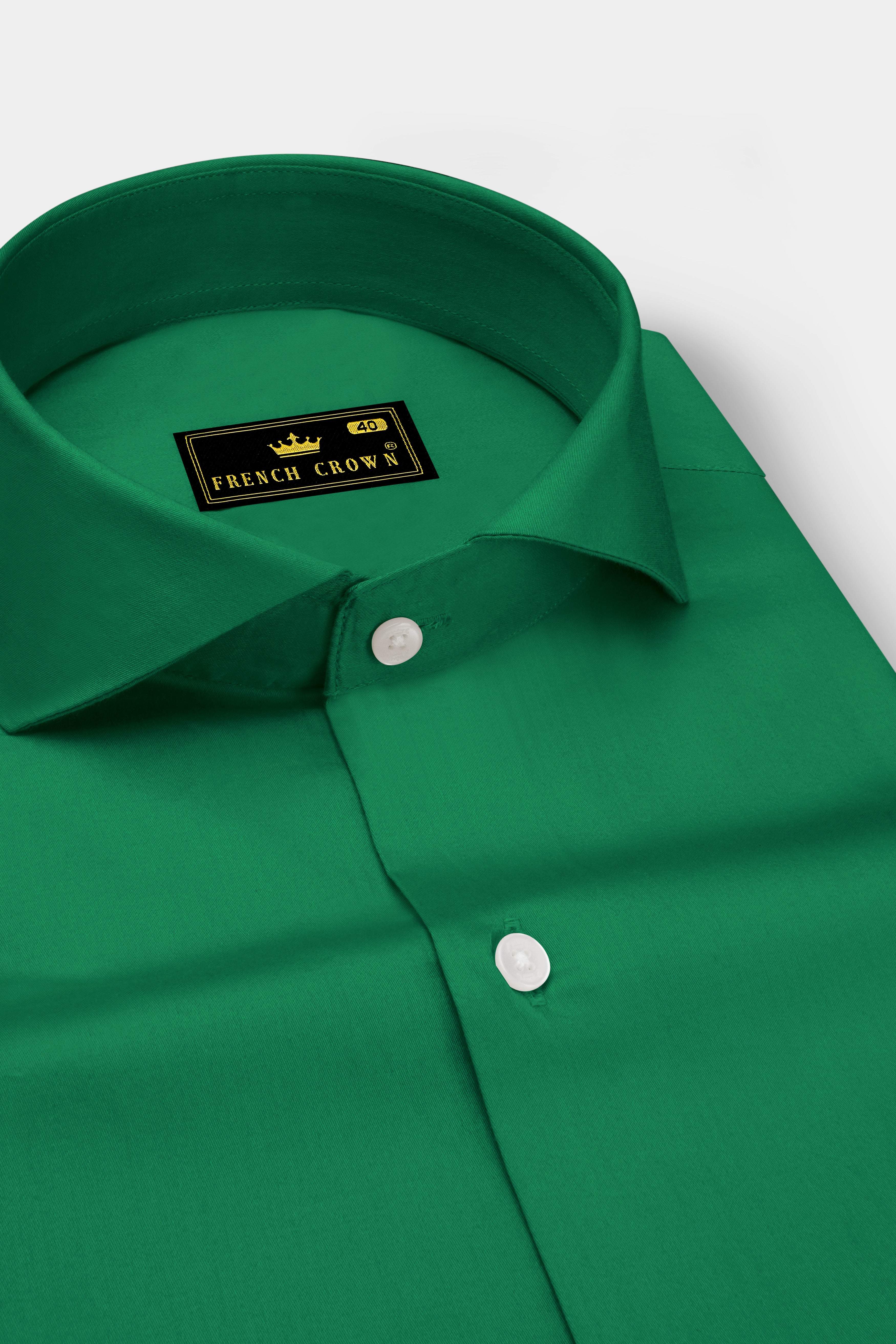 Emeron-Jewel Green Subtle Sheen Super Soft Premium Cotton Cut Away Collar Dress Shirt