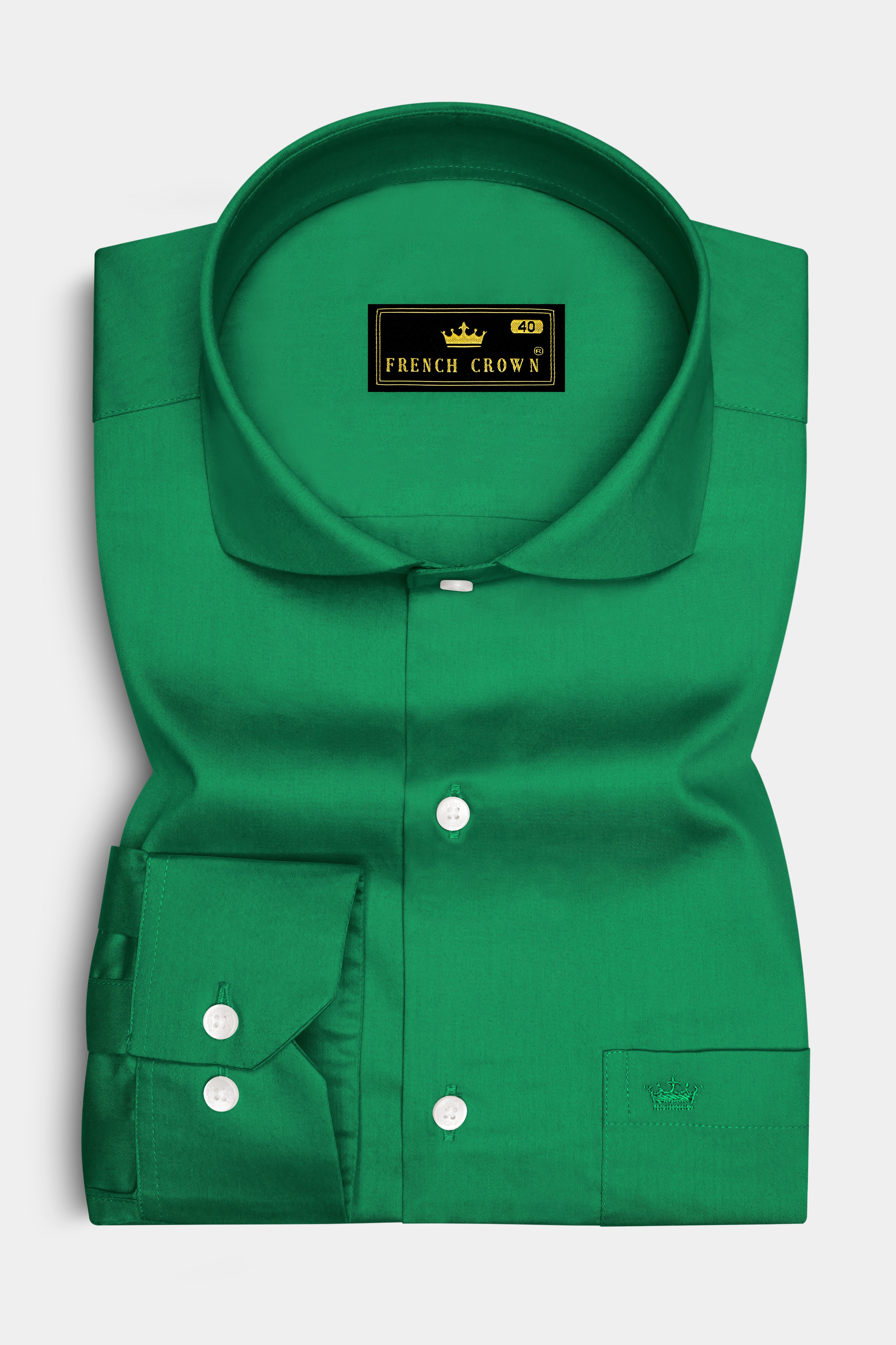 Emeron-Jewel Green Subtle Sheen Super Soft Premium Cotton Cut Away Collar Dress Shirt