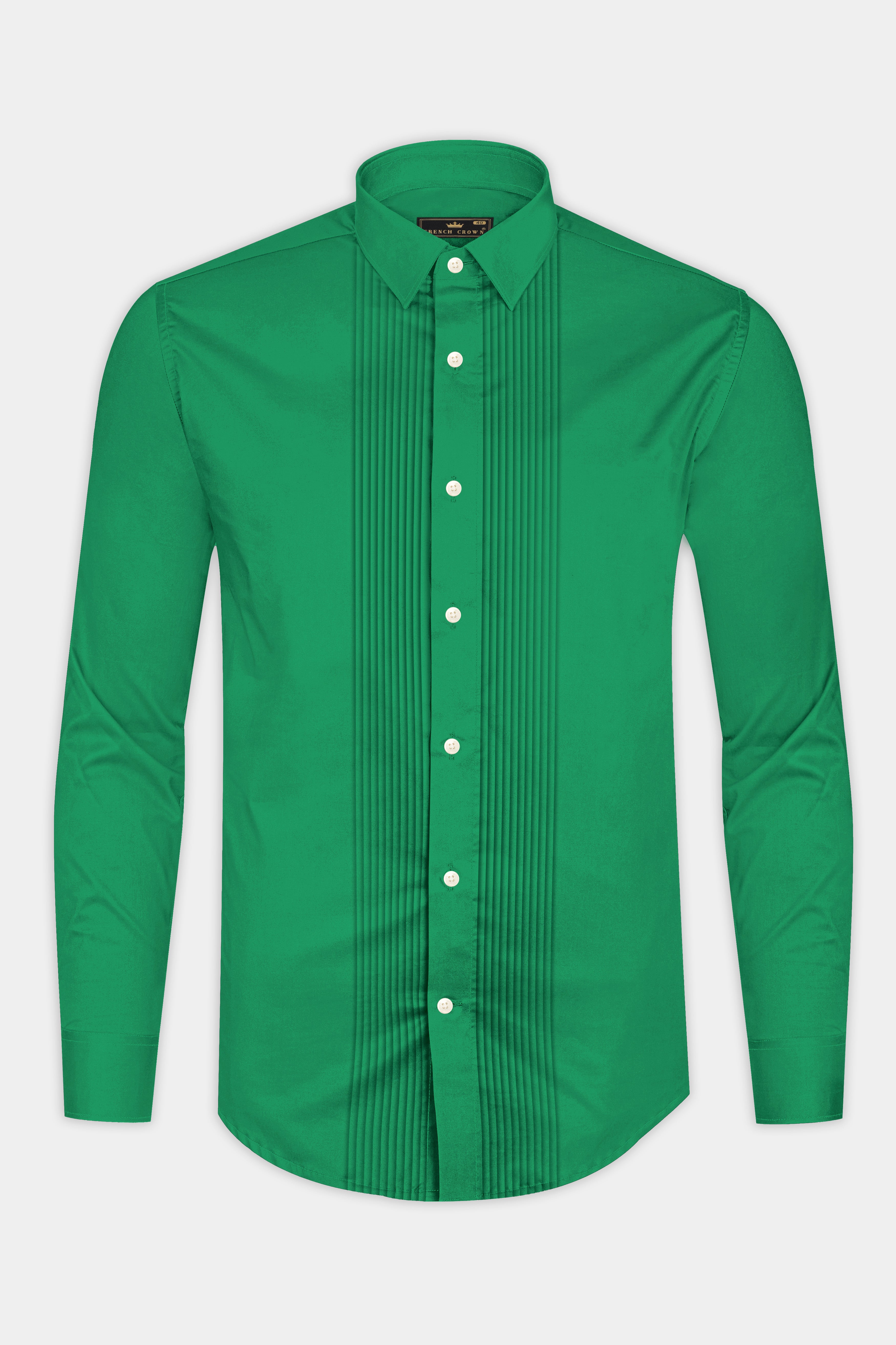 Emeron-Jewel Green Subtle Sheen Super Soft Premium Cotton Tuxedo Dress Shirt