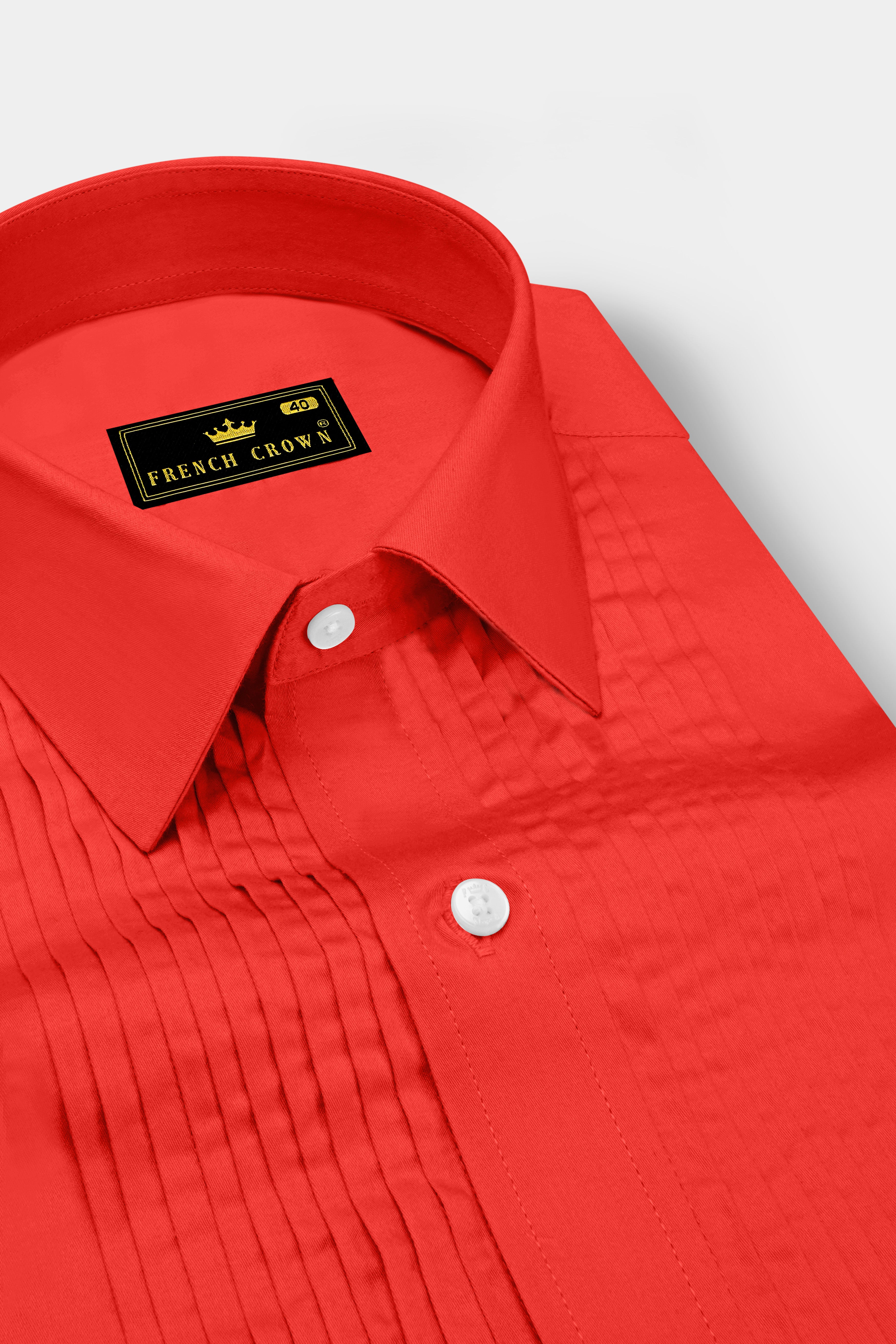 Mandoro-Coral Orange Subtle Sheen Super Soft Premium Cotton Tuxedo Dress Shirt