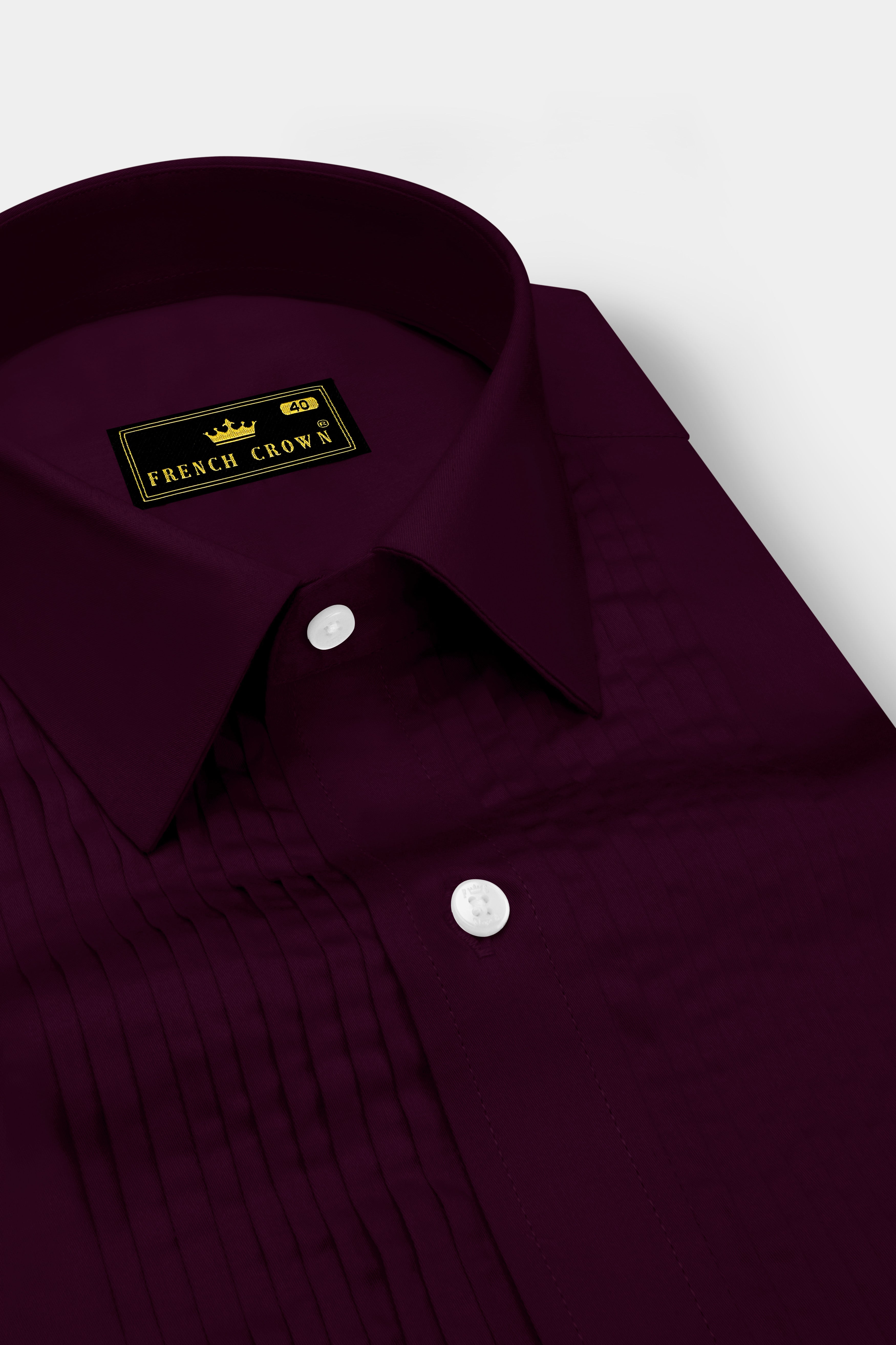 Vinoro- Sepia Maroon Subtle Sheen Super Soft Premium Cotton Tuxedo Dress Shirt