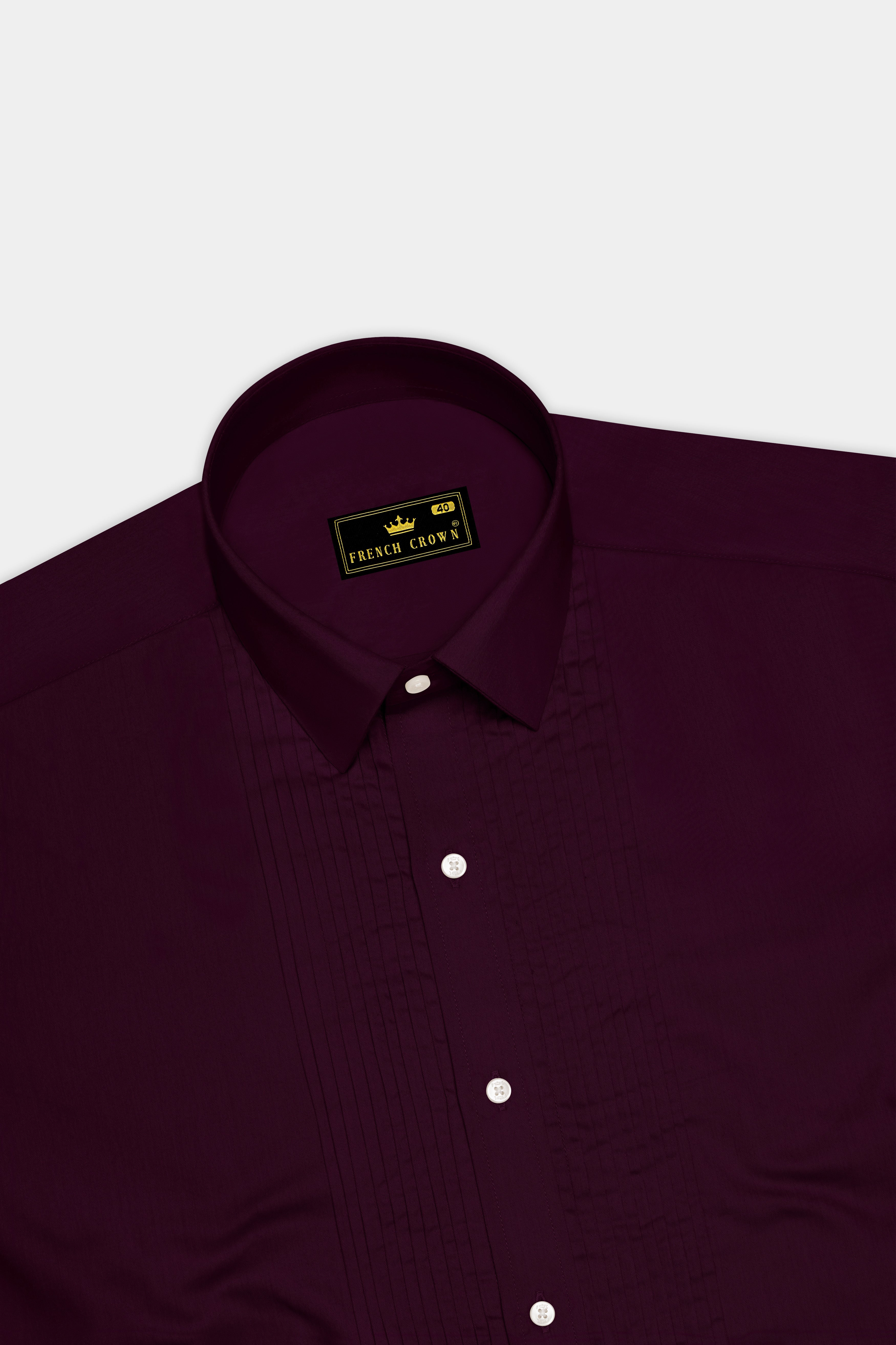 Vinoro- Sepia Maroon Subtle Sheen Super Soft Premium Cotton Tuxedo Dress Shirt