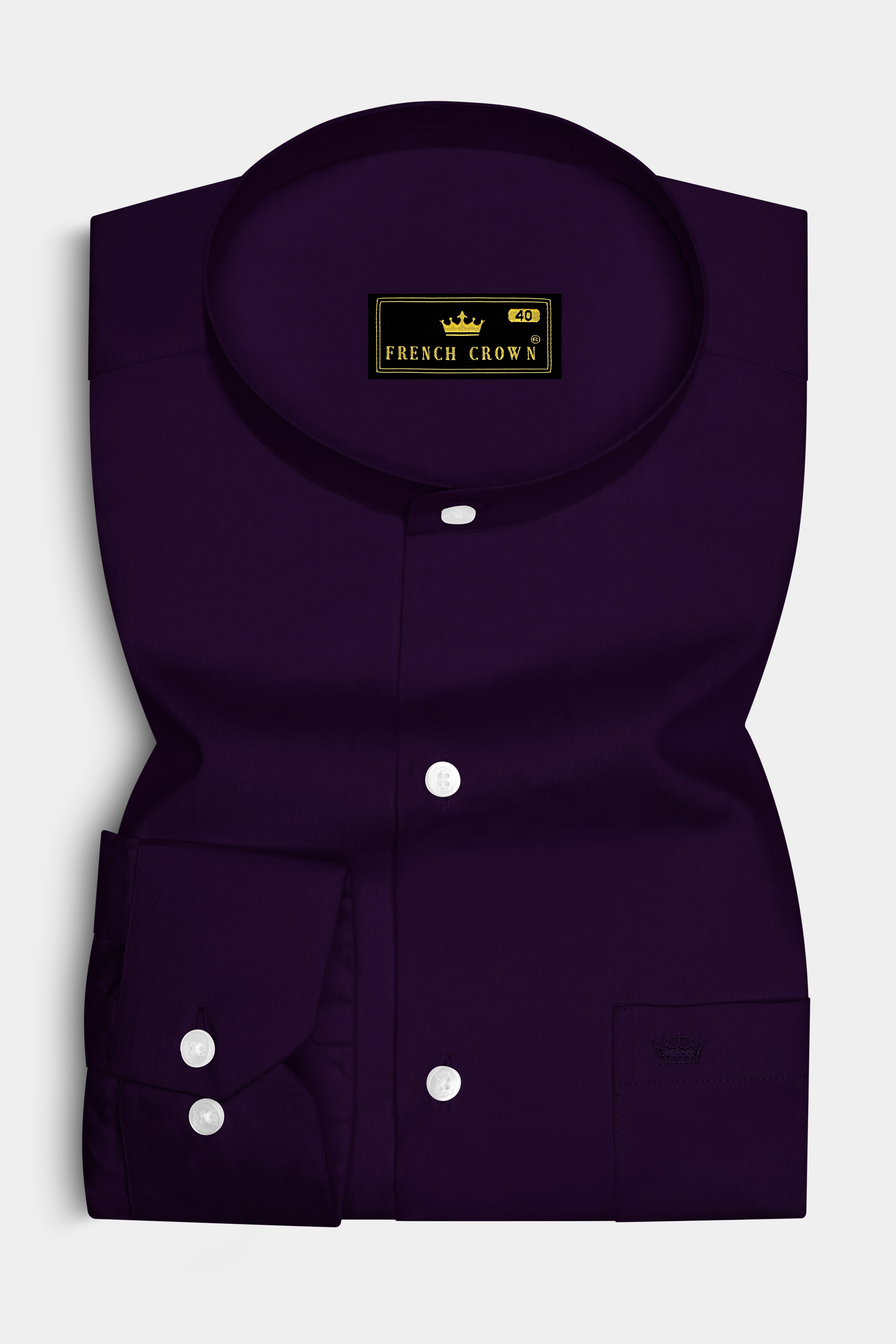 Violoro-Ebnoy Purple Subtle Sheen Super Soft Premium Cotton Mandarin Dress Shirt