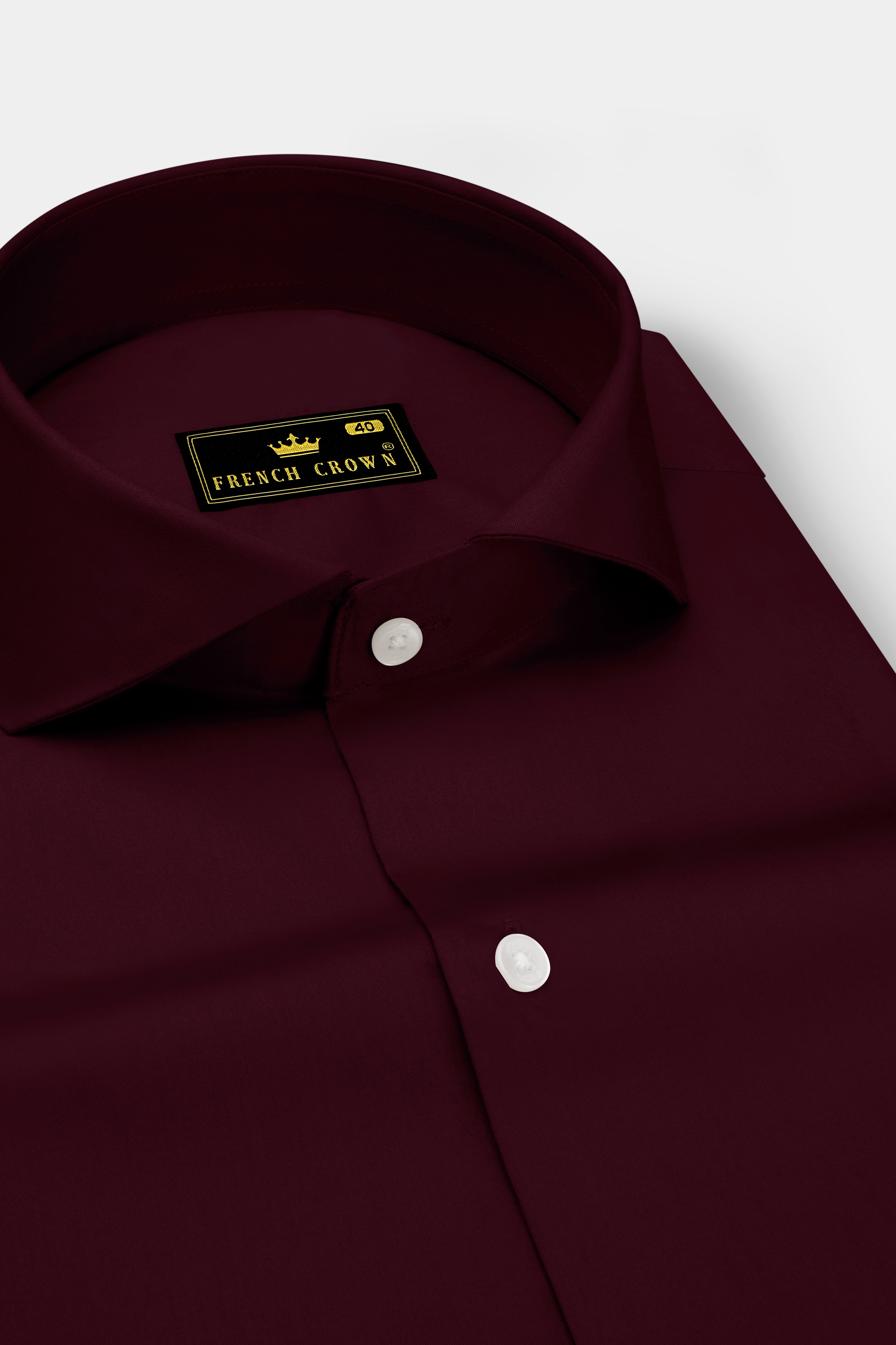Regalis-Aubergine Maroon Subtle Sheen Super Soft Premium Cotton Cut Away Collar Dress Shirt