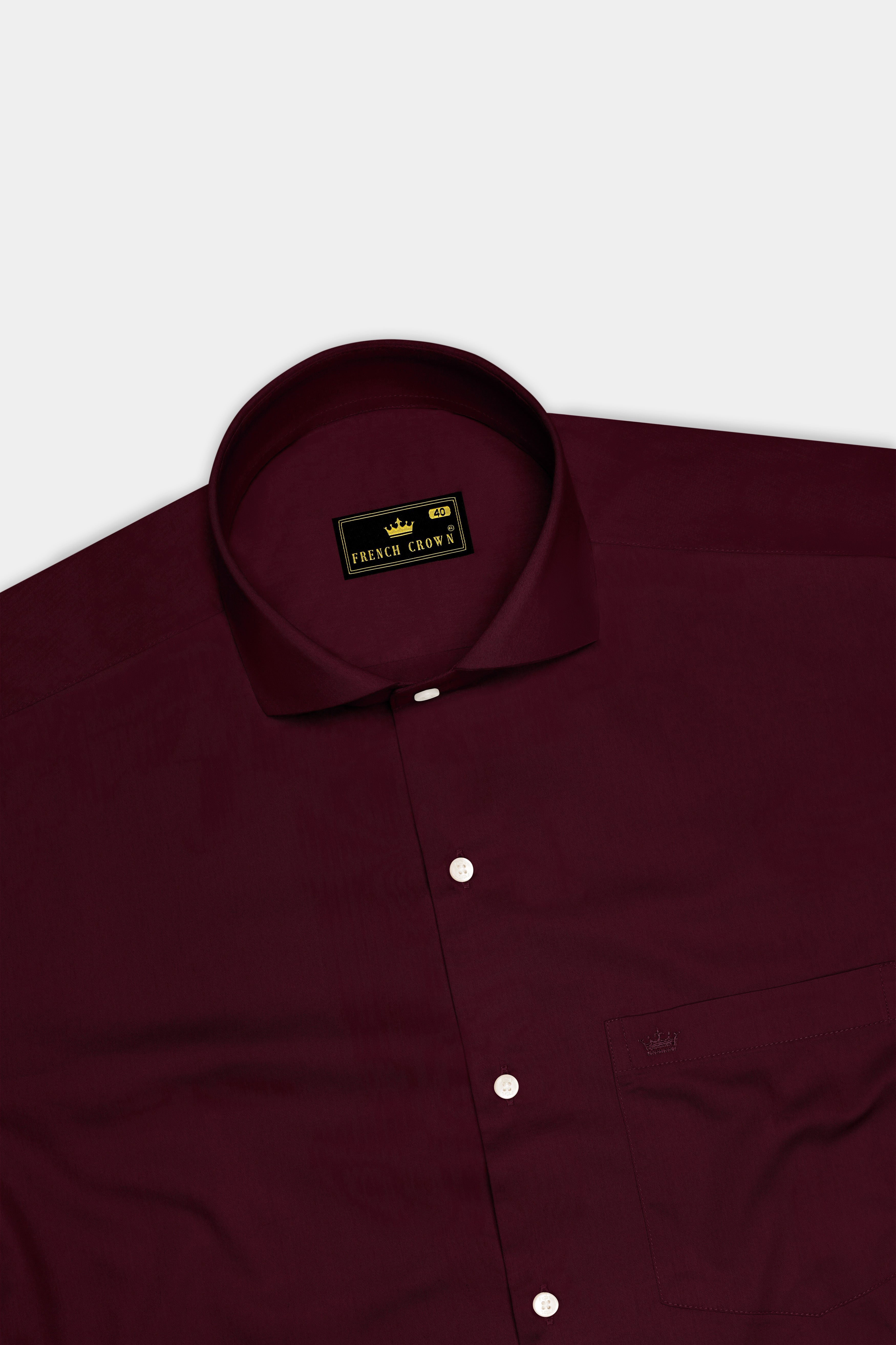 Regalis-Aubergine Maroon Subtle Sheen Super Soft Premium Cotton Cut Away Collar Dress Shirt