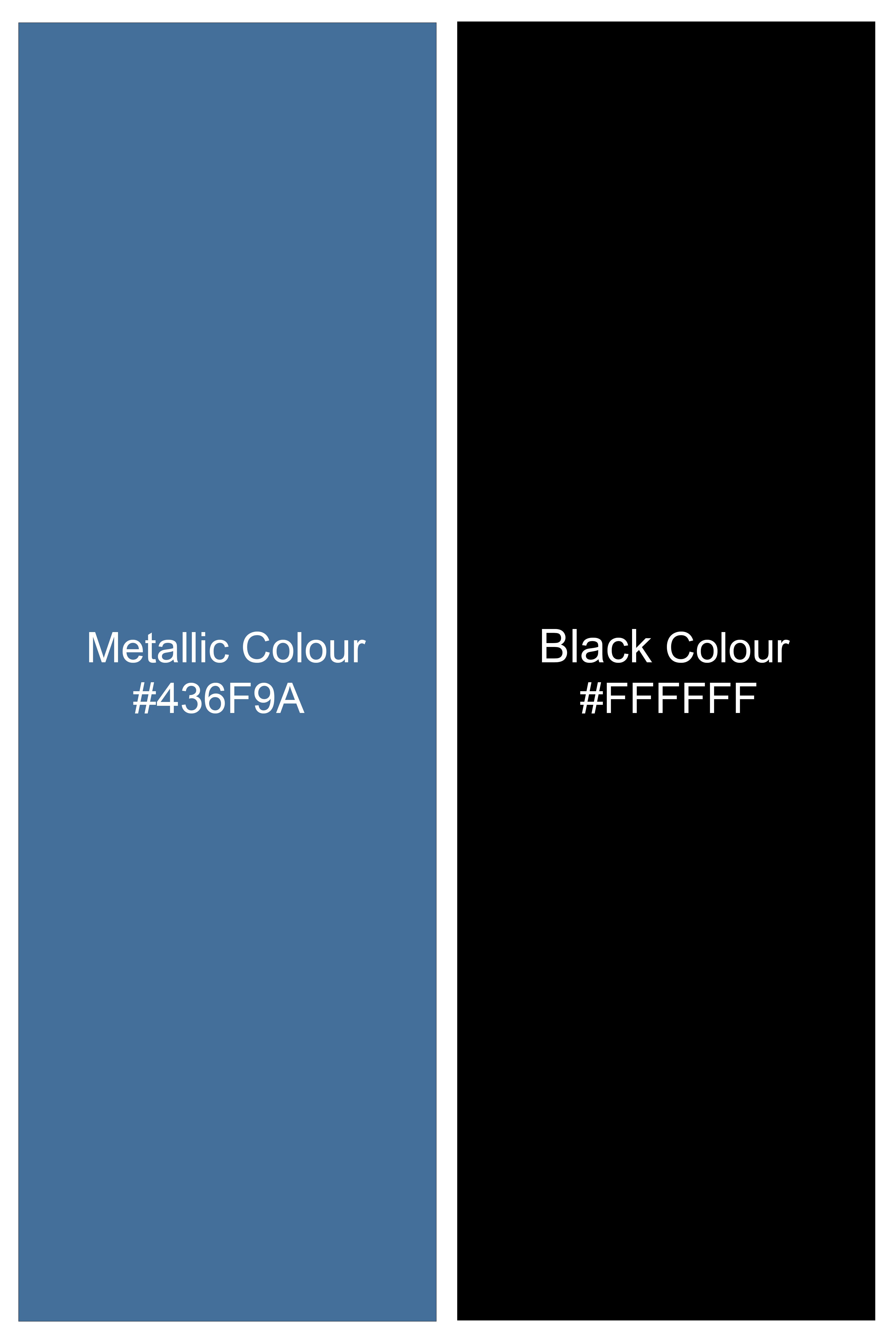 Azuron-Metallic Blue And Jade Black Paisley Printed Super Soft Premium Giza Cotton Casual Shirt