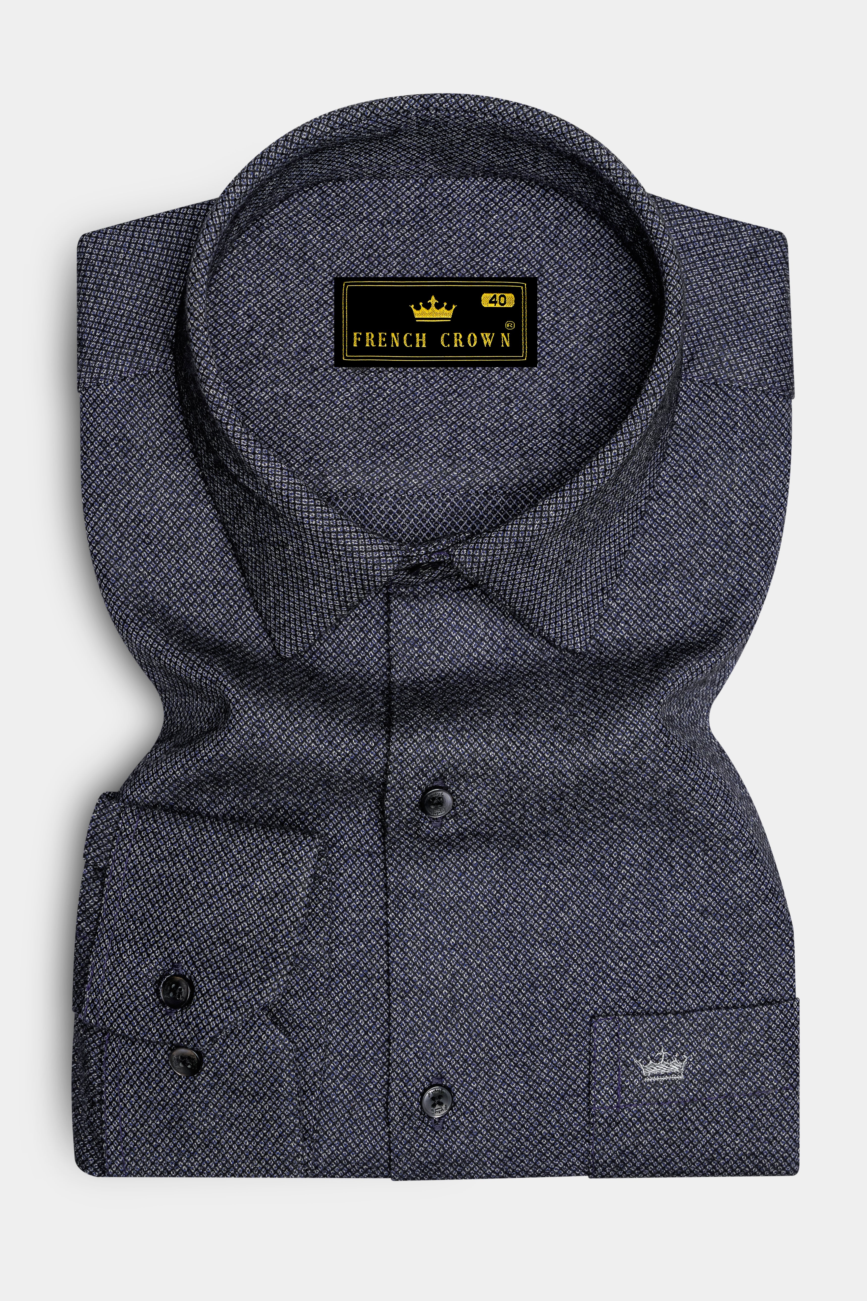 Flantrix-Anchor Gray Textured heavy weight Flannel Premium Cotton Semi Formal Shirt