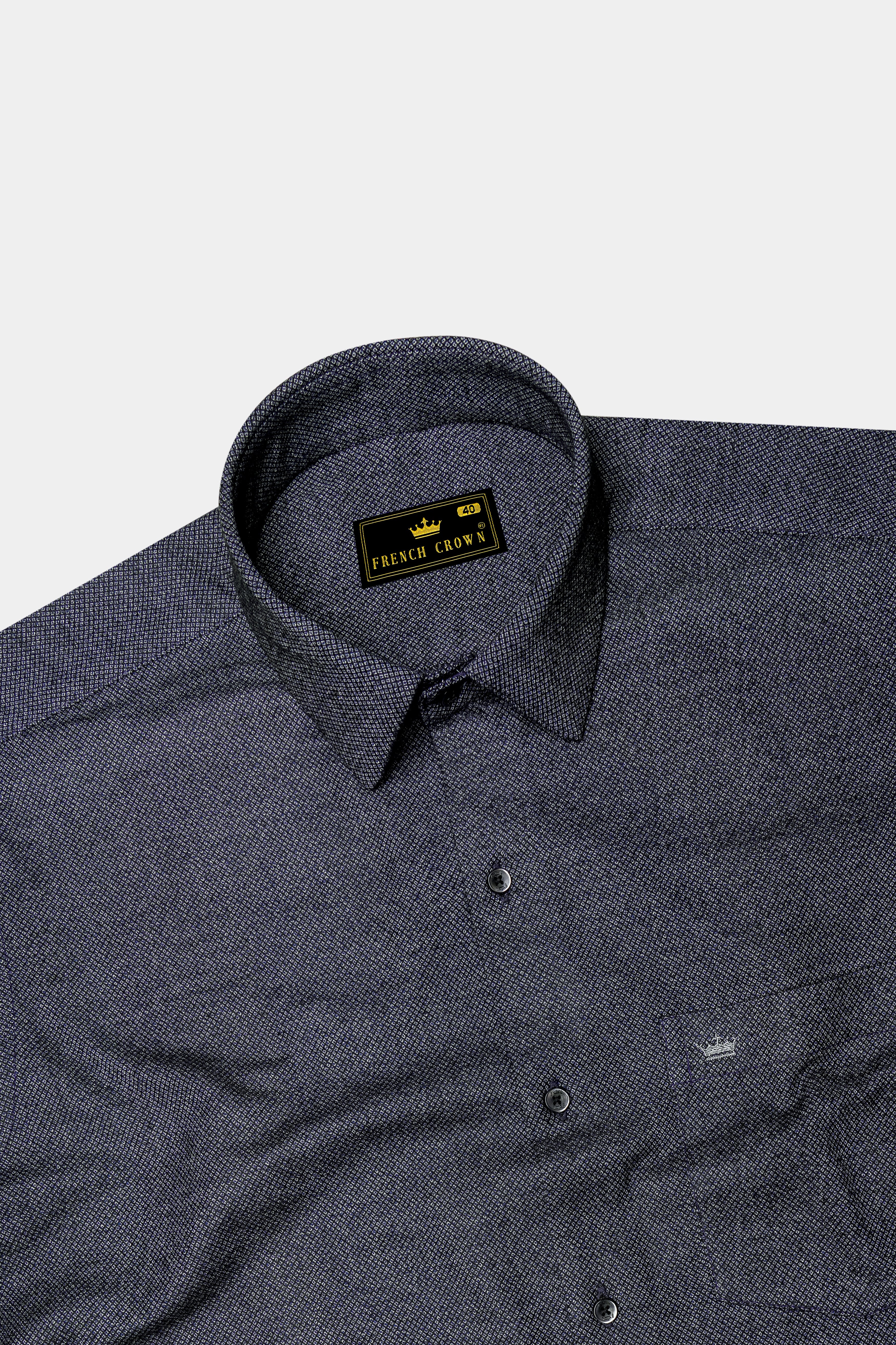 Flantrix-Anchor Gray Textured heavy weight Flannel Premium Cotton Semi Formal Shirt