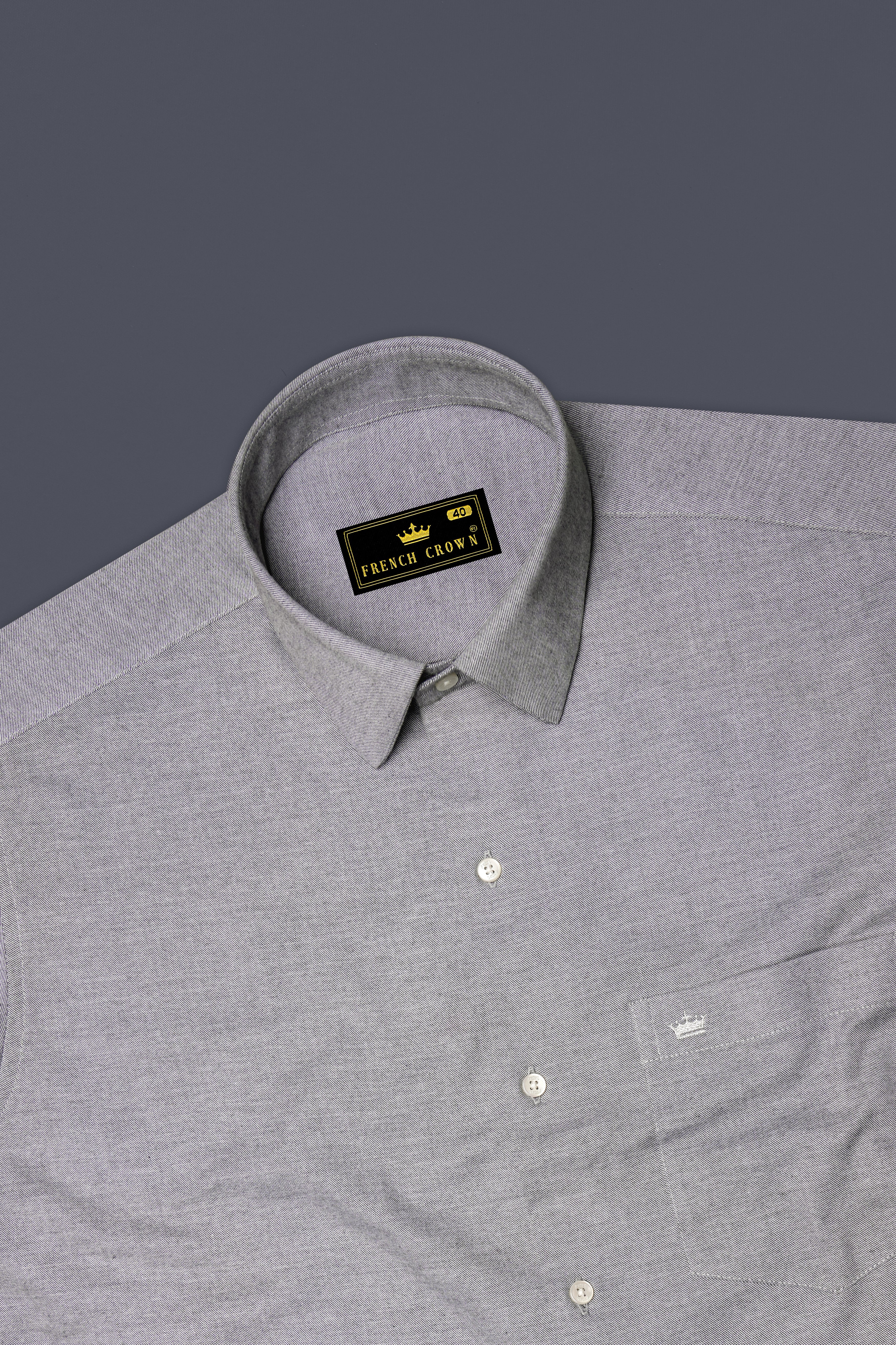 Grisport-Harbor Gray Textured Twill Premium Cotton Dress Shirt