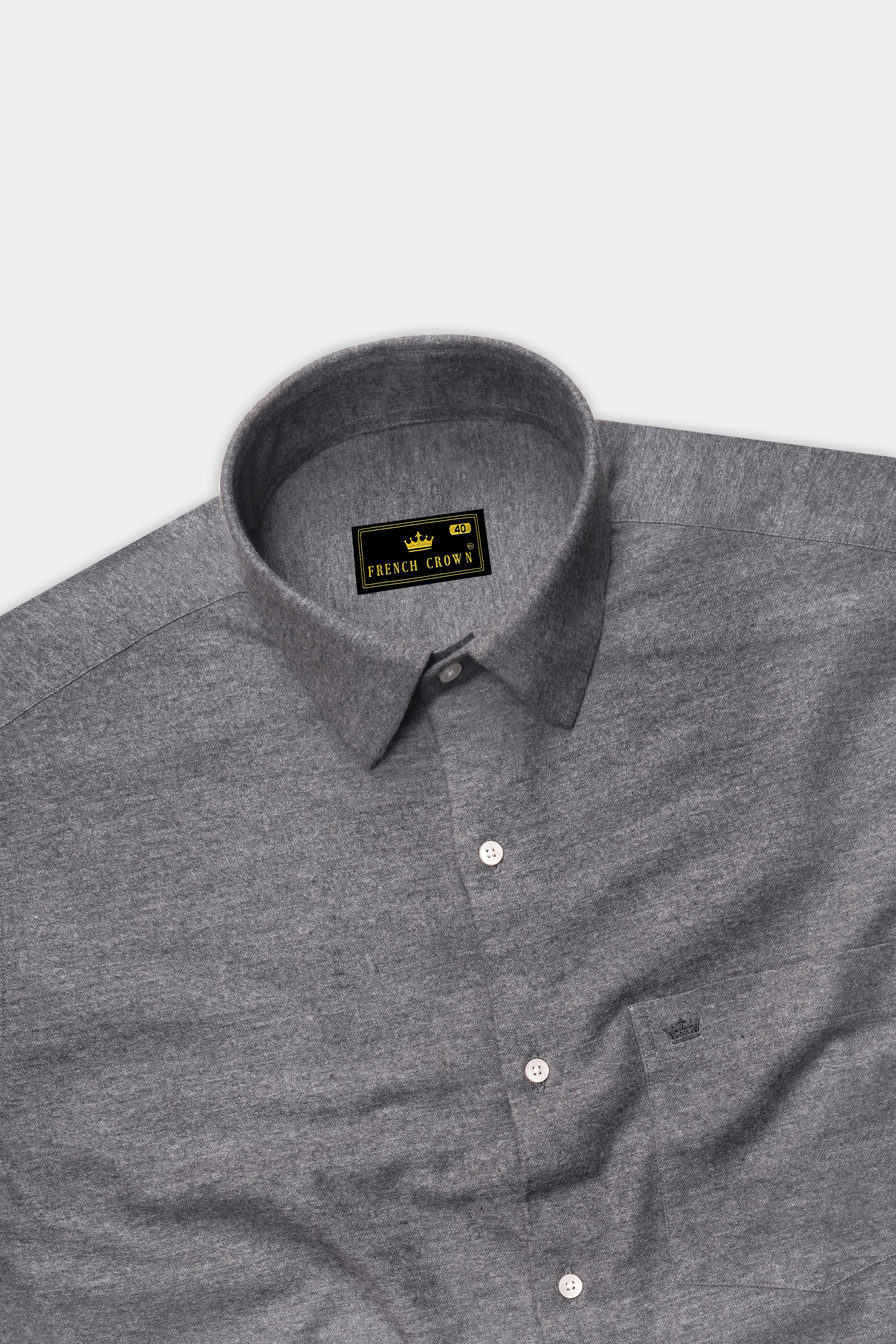 Velterra-Ironside Gray Textured Flannel Premium Cotton Casual Shirt