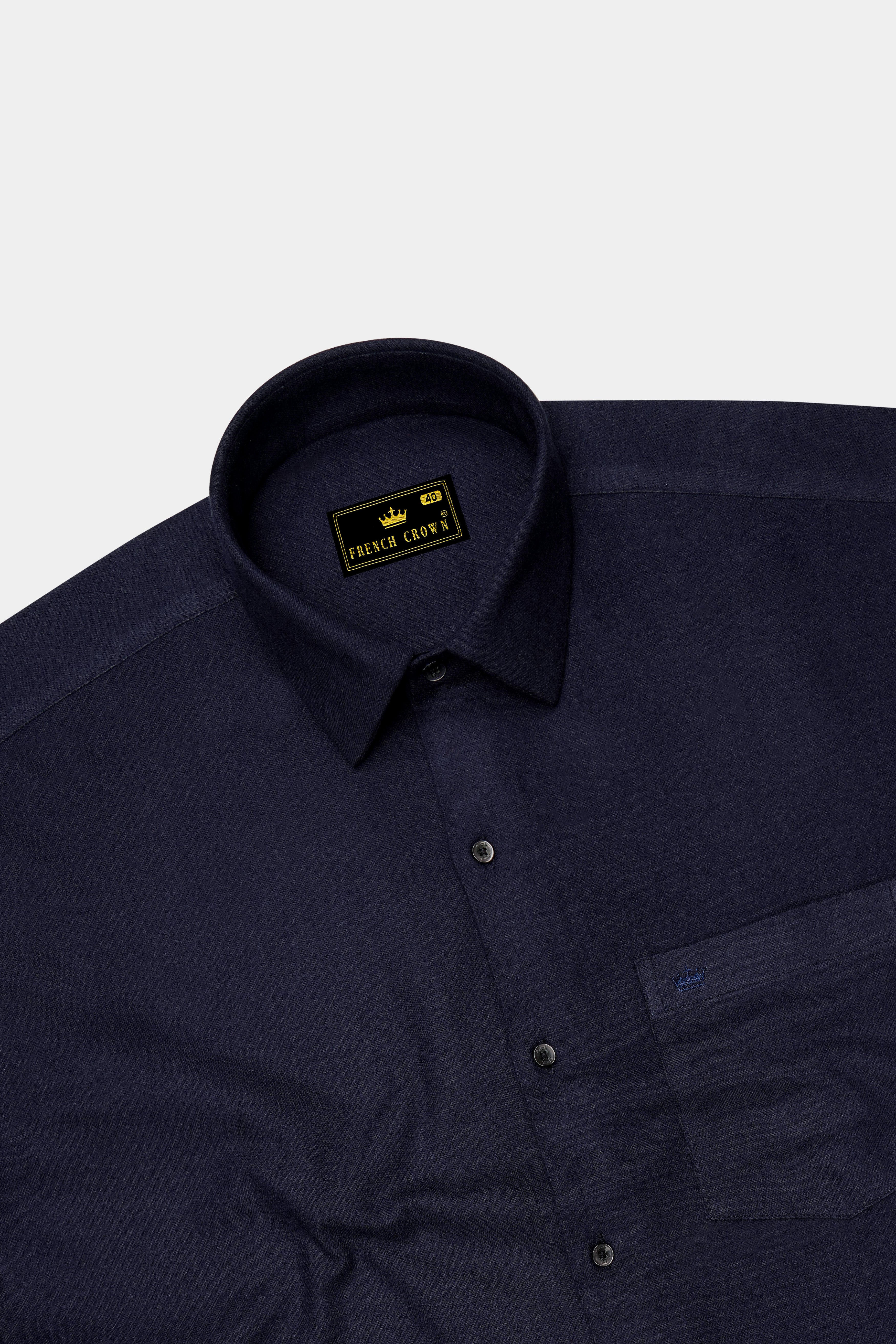 Azurion-Vulcan Blue Textured heavy weight Flannel Premium Cotton Casual Shirt