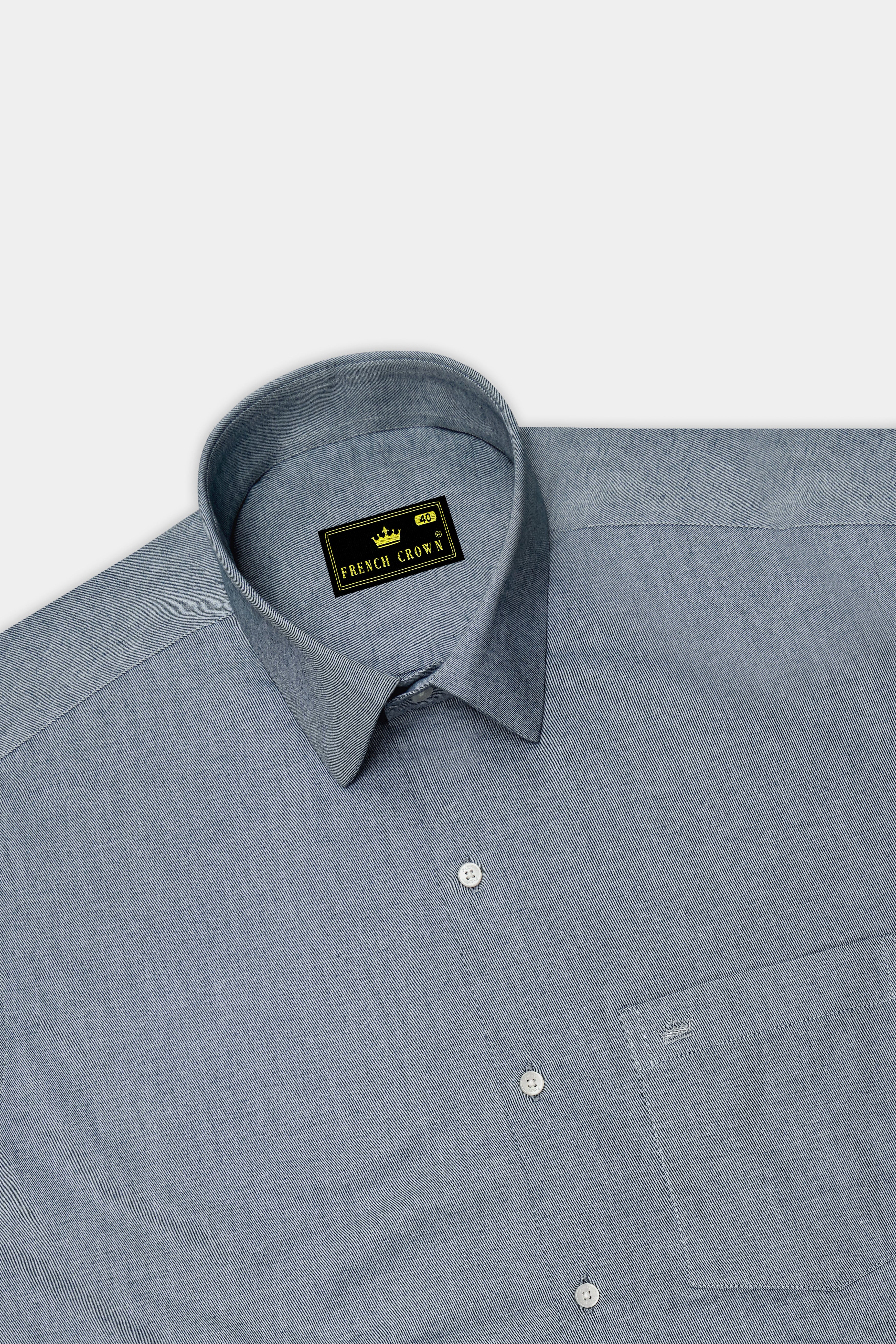 Griselon-Oslo Gray Textured Twill Premium Cotton Dress Shirt