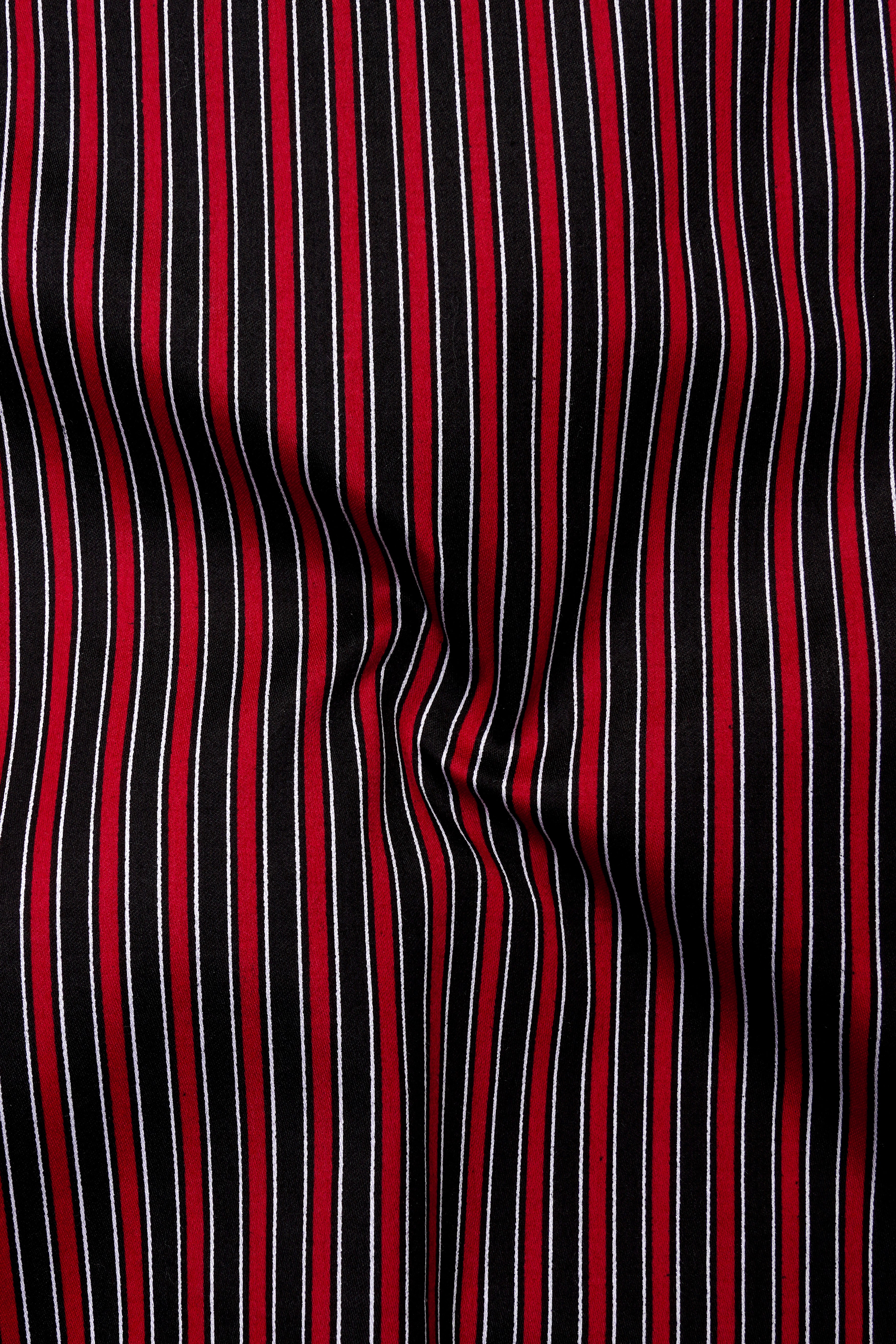 Velshiraz-Shiraz Red And Jade Black Regimental Striped Subtle Sheen Super Soft Premium Cotton Dress Shirt
