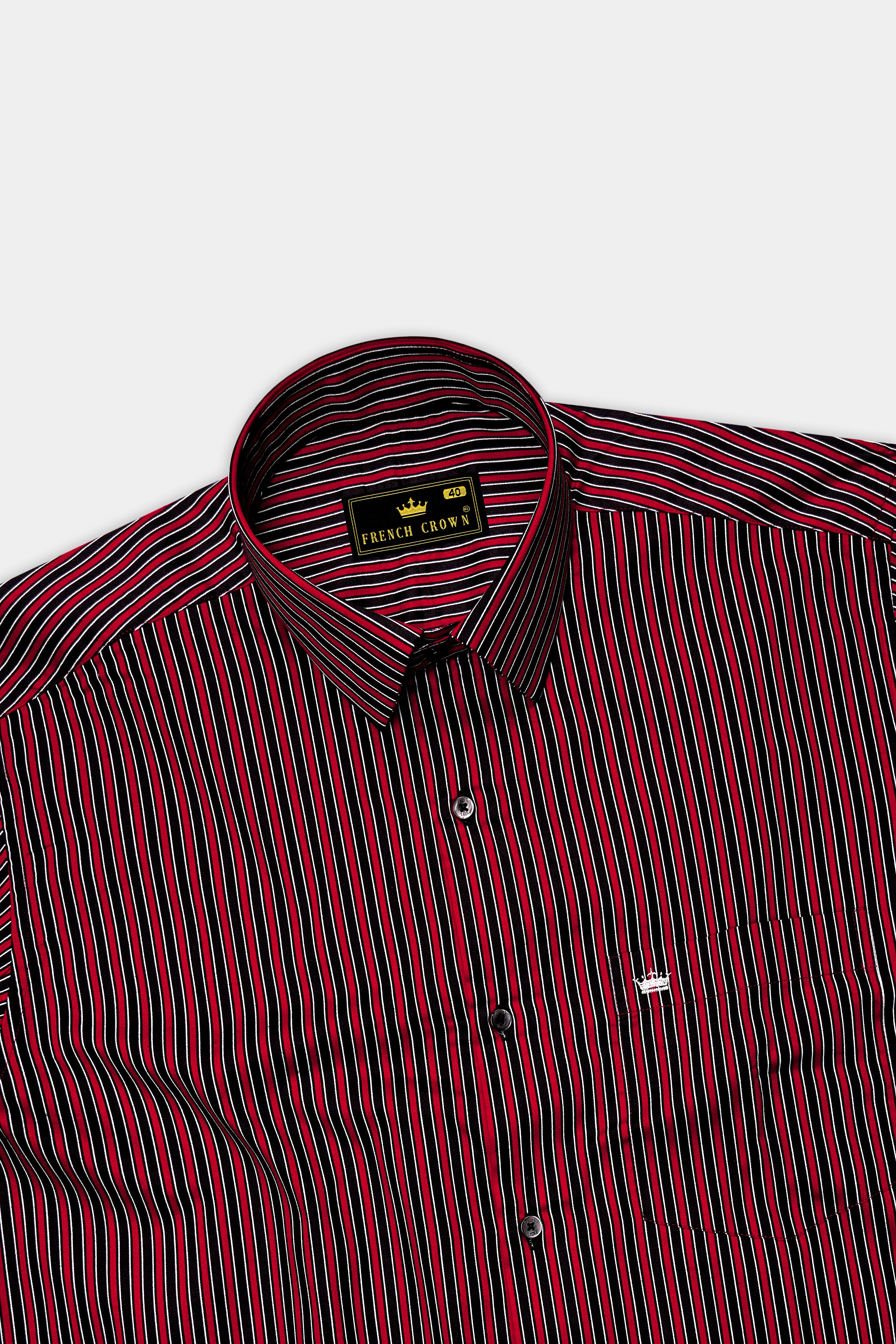 Velshiraz-Shiraz Red And Jade Black Regimental Striped Subtle Sheen Super Soft Premium Cotton Dress Shirt