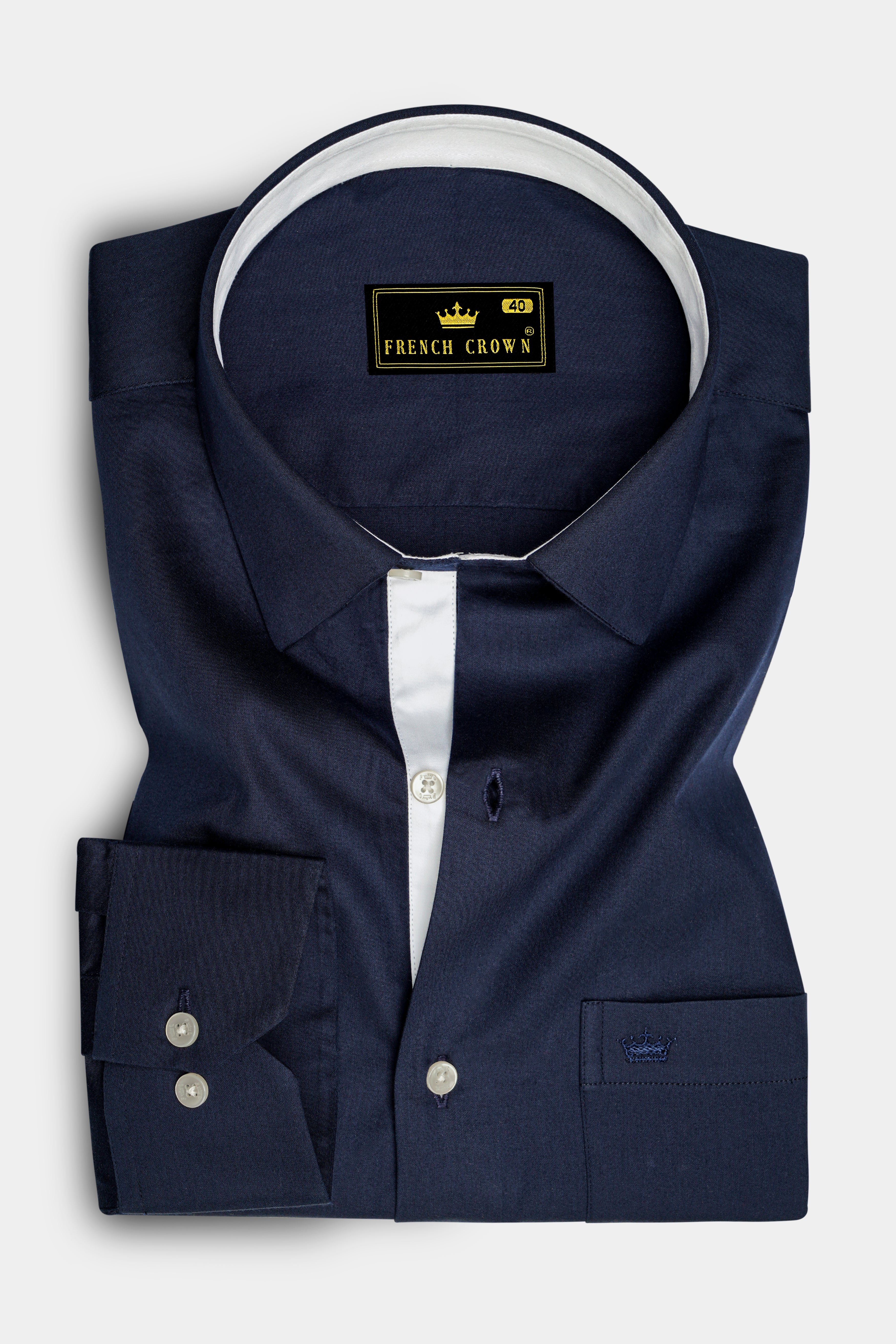 Bleunoir-Midnight Blue Subtle Sheen Super Soft Premium Dress Shirt