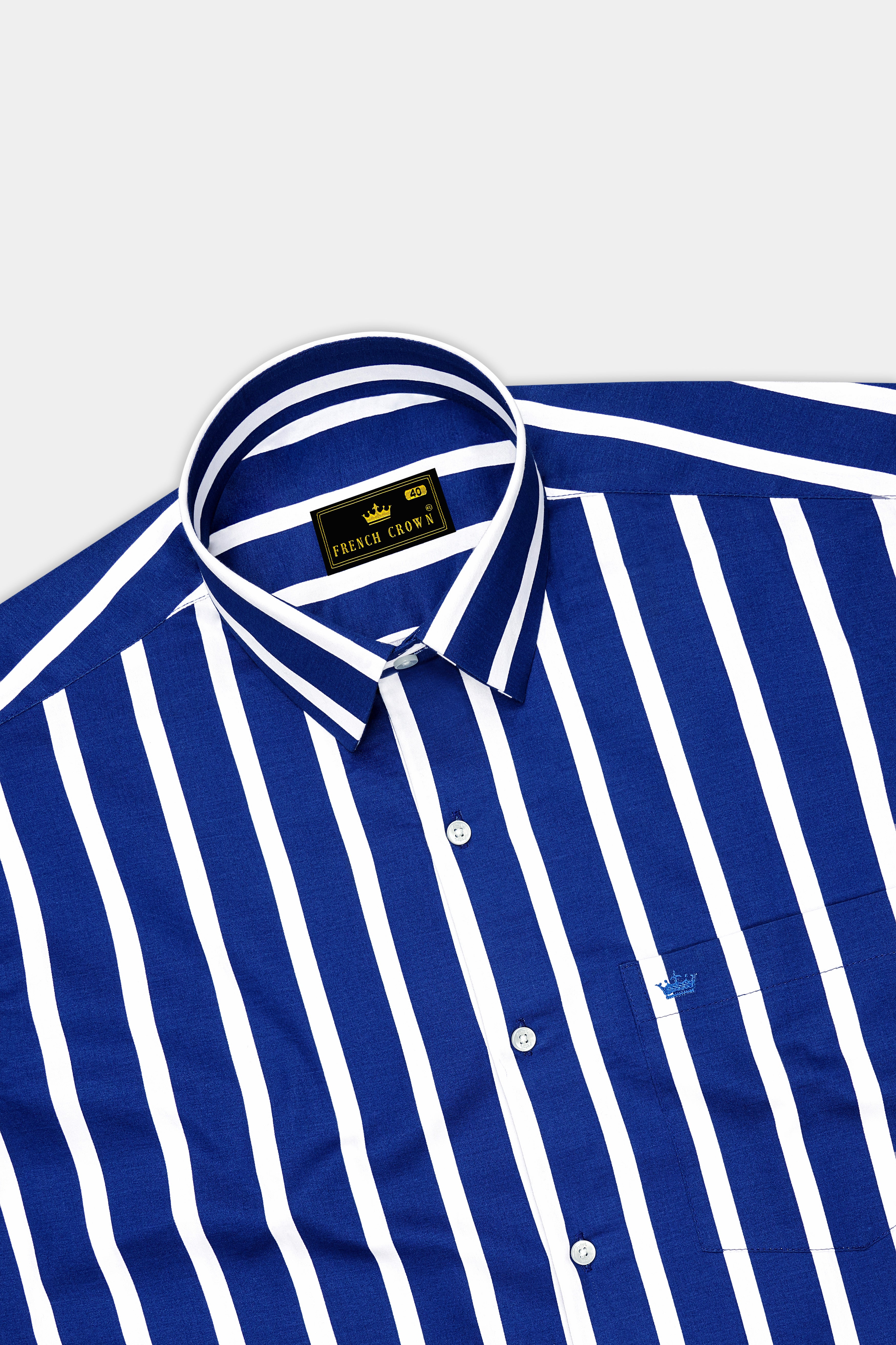 Marivon-Chambray Blue And Bright White Awning Striped  Subtle Sheen Super Soft Premium Cotton Dress Shirt 14371-38, 14371-H-38, 14371-39, 14371-H-39, 14371-40, 14371-H-40, 14371-42, 14371-H-42, 14371-44, 14371-H-44, 14371-46, 14371-H-46, 14371-48, 14371-H-48, 14371-50, 14371-H-50, 14371-52, 14371-H-52
