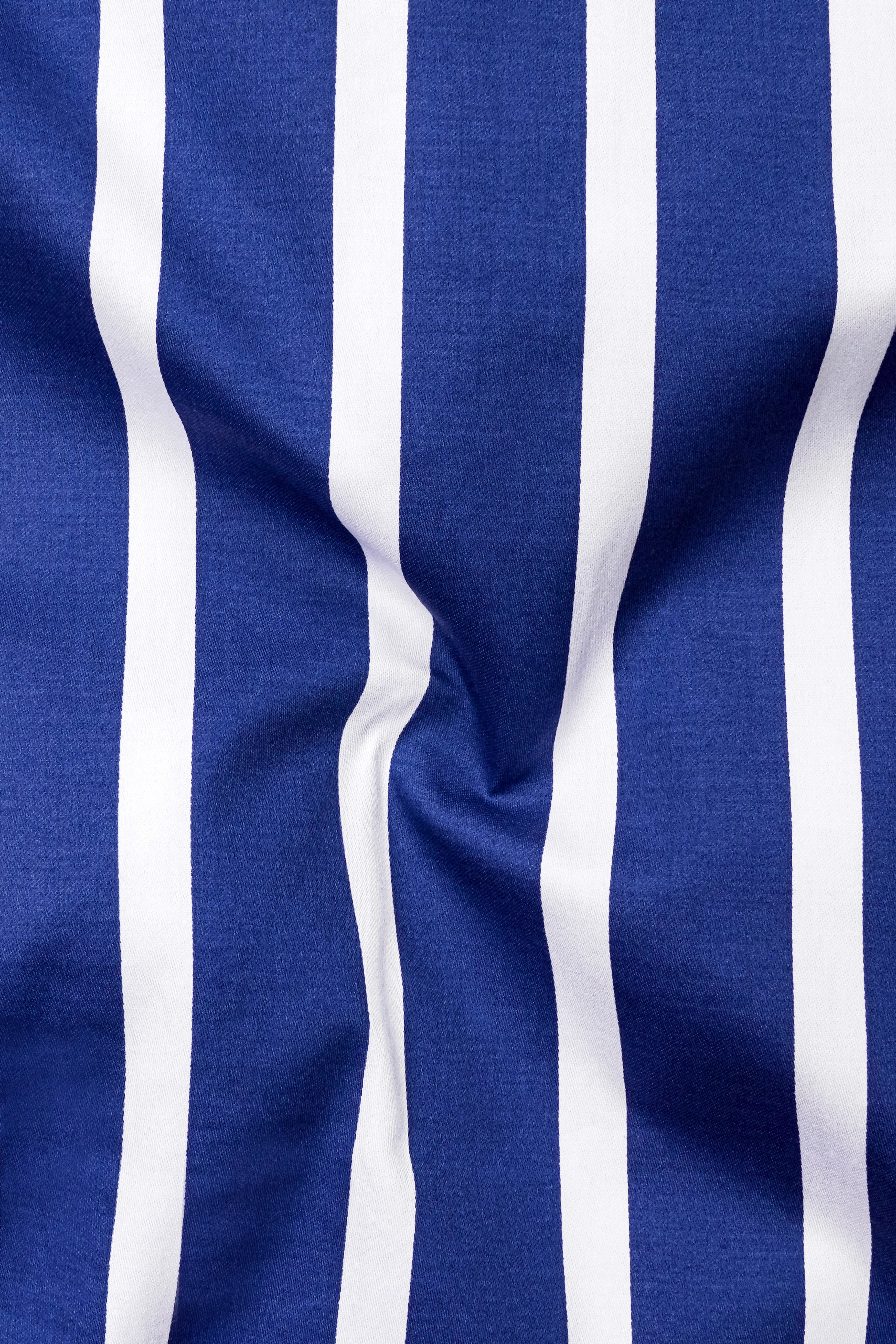 Marivon-Chambray Blue And Bright White Awning Striped Super Soft Premium Cotton Dress White Cuff Collar Shirt