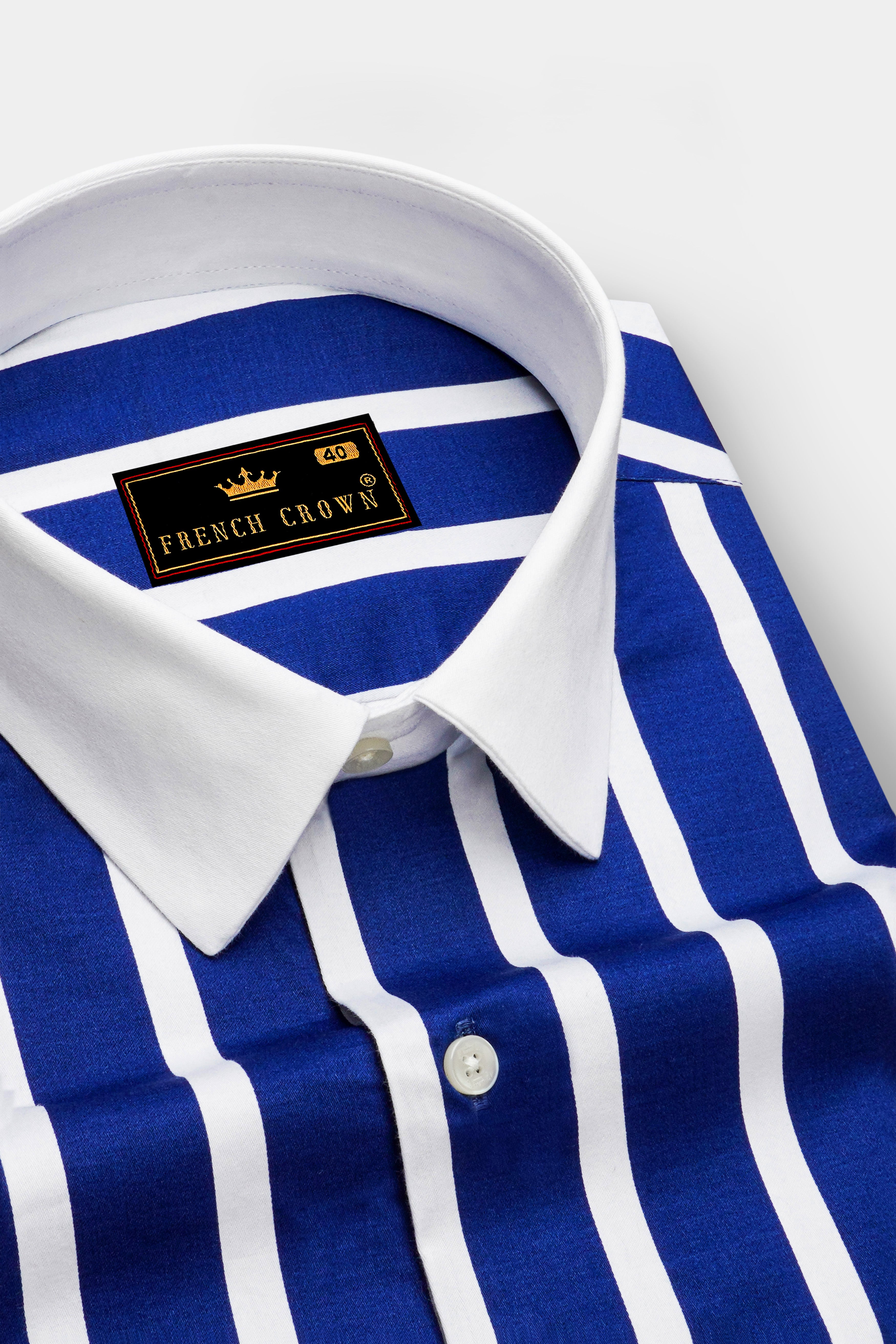 Marivon-Chambray Blue And Bright White Awning Striped Super Soft Premium Cotton Dress White Cuff Collar Shirt 14373-WCC-38, 14373-WCC-H-38, 14373-WCC-39, 14373-WCC-H-39, 14373-WCC-40, 14373-WCC-H-40, 14373-WCC-42, 14373-WCC-H-42, 14373-WCC-44, 14373-WCC-H-44, 14373-WCC-46, 14373-WCC-H-46, 14373-WCC-48, 14373-WCC-H-48, 14373-WCC-50, 14373-WCC-H-50, 14373-WCC-52, 14373-WCC-H-52