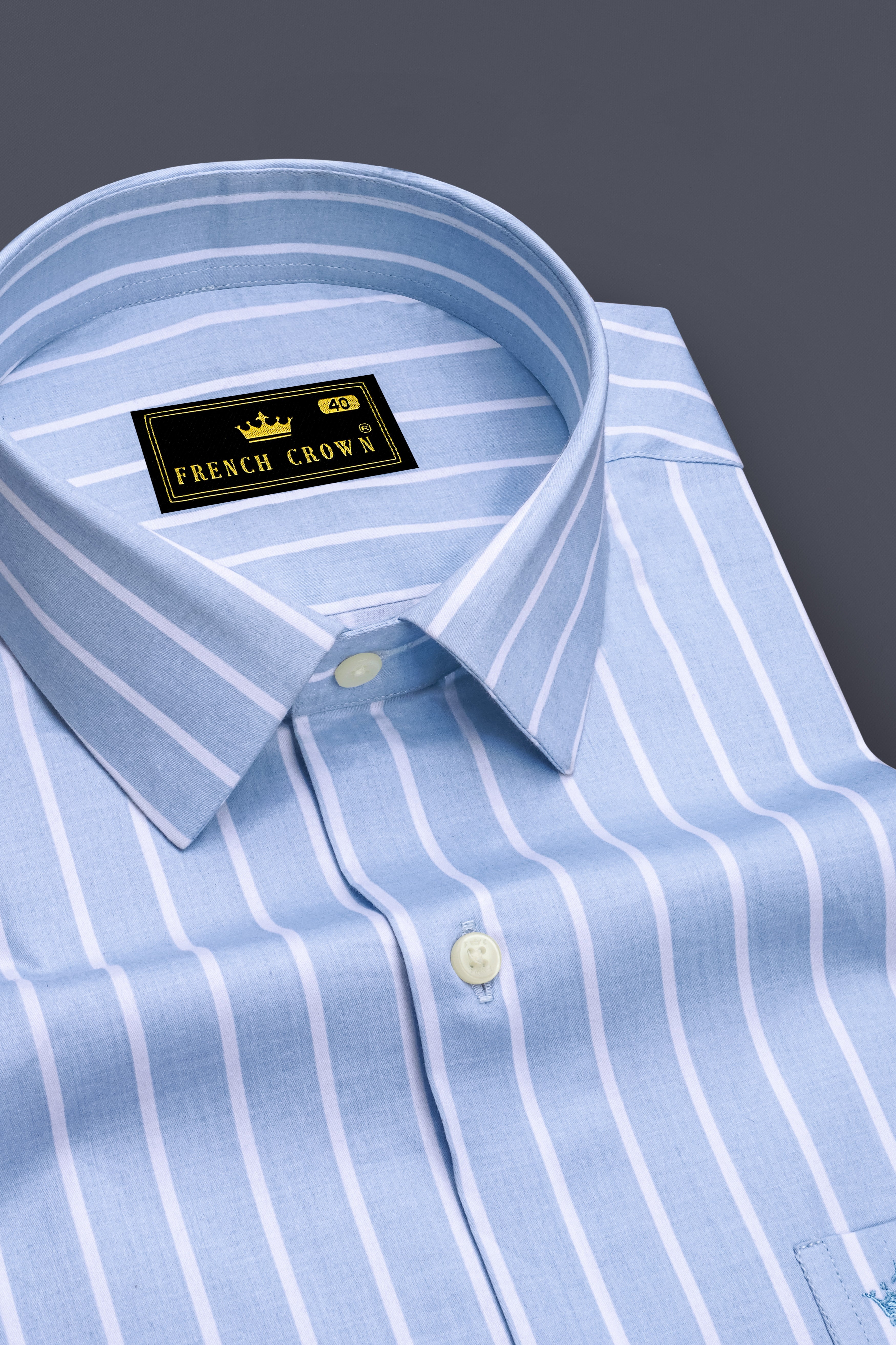Celesto-Spindle Blue And Bright White Pin Striped Subtle Sheen Super Soft Premium Cotton Dress Shirt