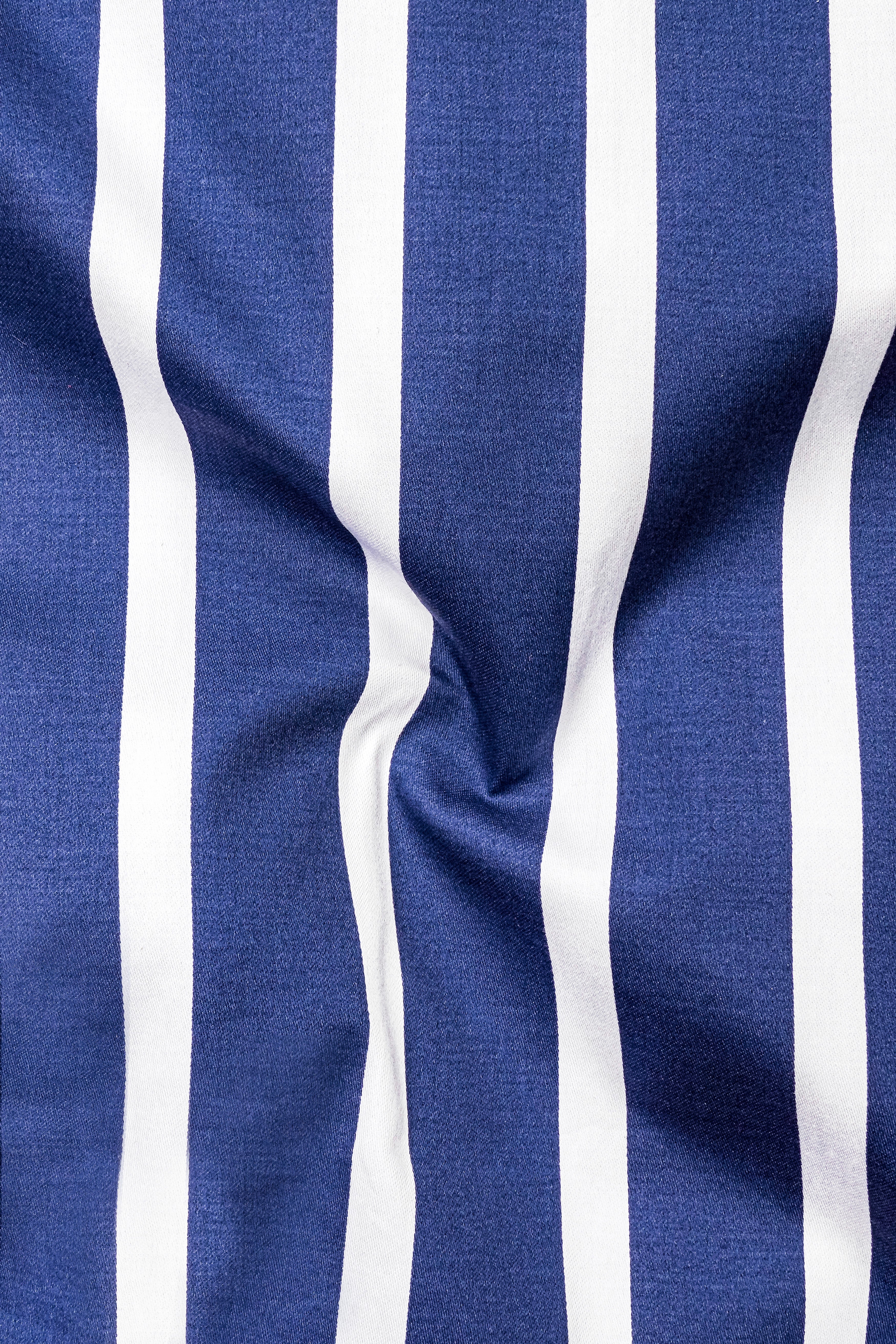 Marivon-Chambray Blue And Bright White Awning Striped Super Soft Premium Cotton Dress Shirt