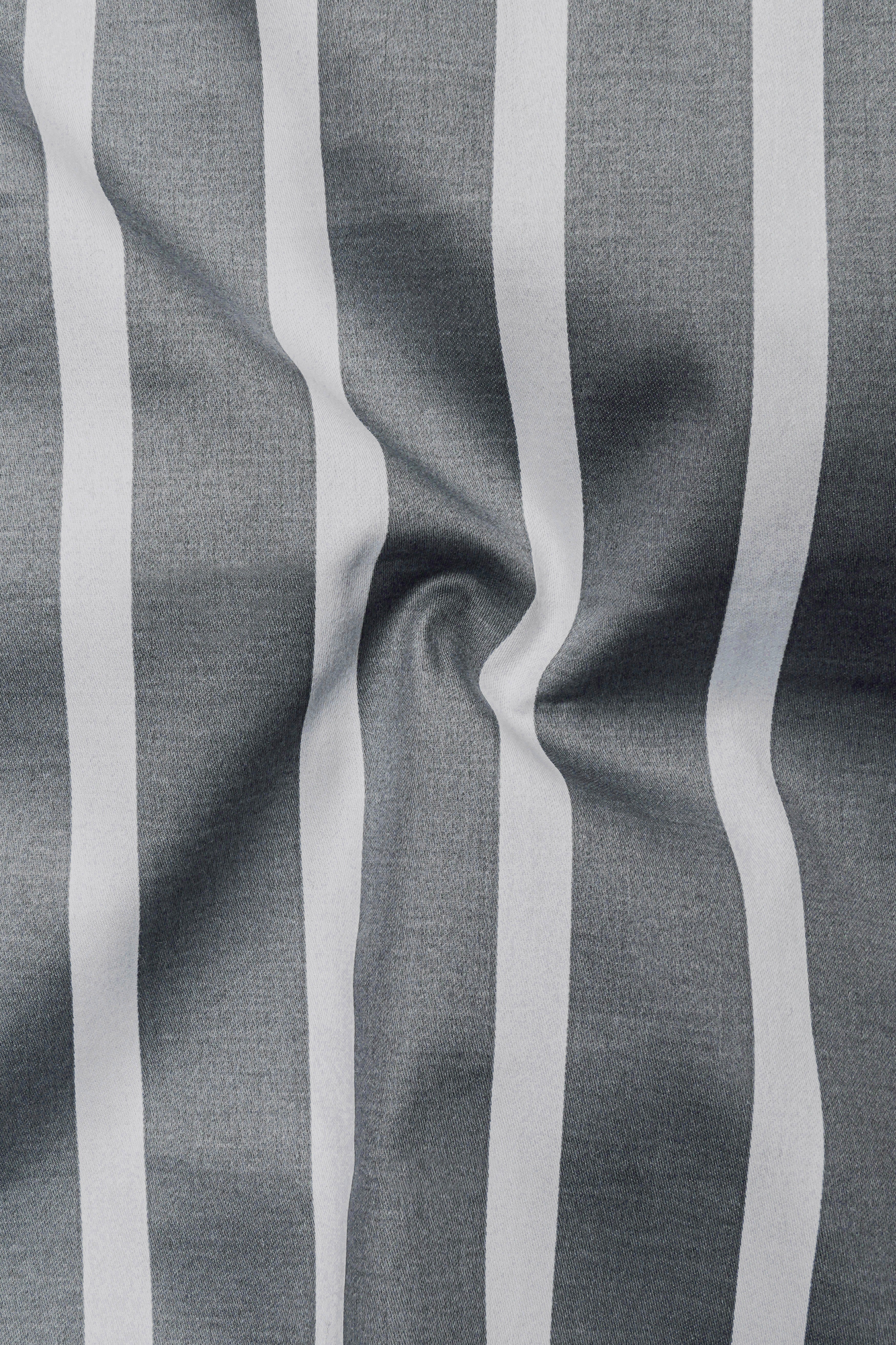 Nordoro-Oslo Gray And Bright White Awning Striped Super Soft Premium Cotton Dress Shirt