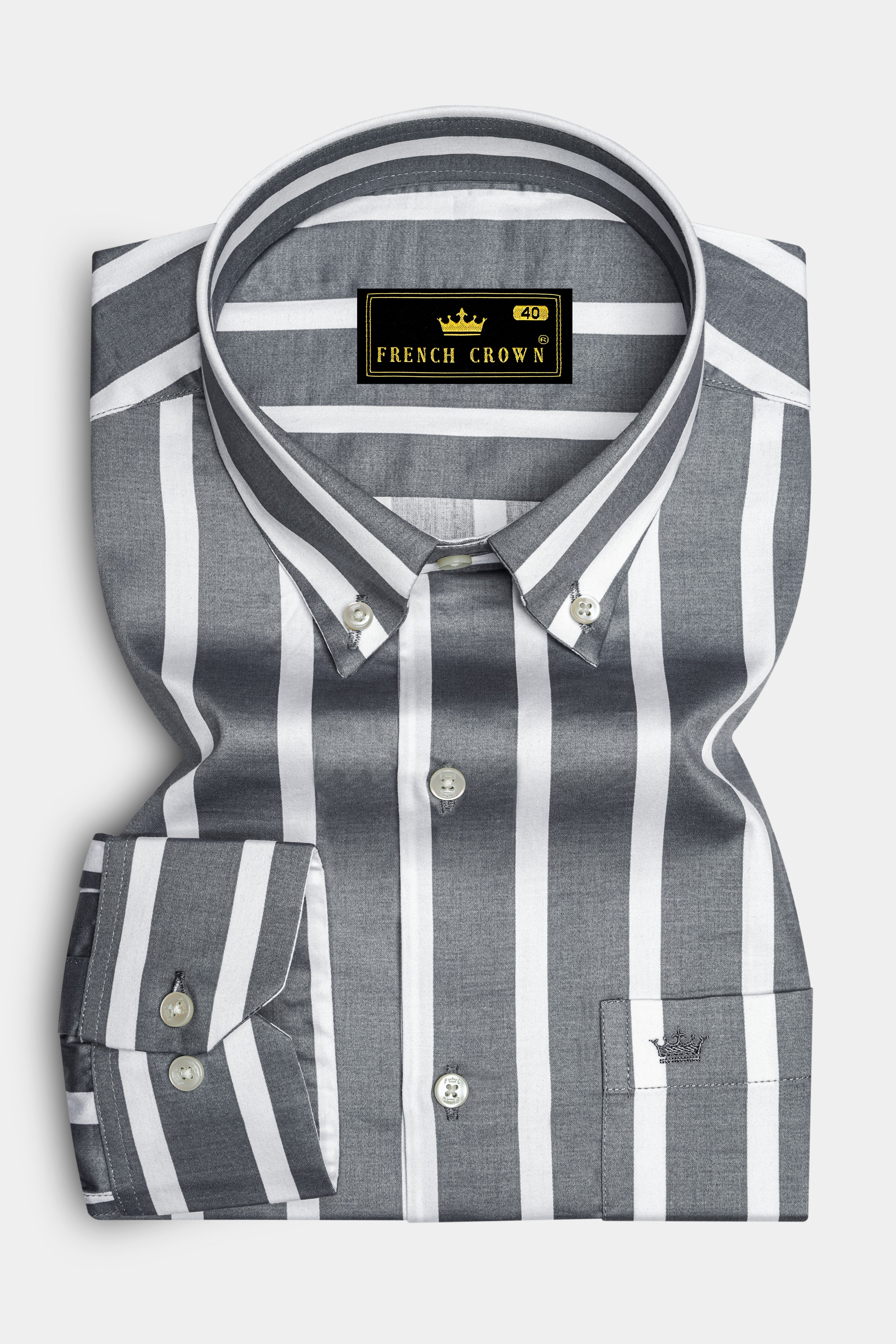 Nordoro-Oslo Gray And Bright White Awning Striped Super Soft Premium Cotton Button Down Collar Dress Shirt 14382-BD-38, 14382-BD-H-38, 14382-BD-39, 14382-BD-H-39, 14382-BD-40, 14382-BD-H-40, 14382-BD-42, 14382-BD-H-42, 14382-BD-44, 14382-BD-H-44, 14382-BD-46, 14382-BD-H-46, 14382-BD-48, 14382-BD-H-48, 14382-BD-50, 14382-BD-H-50, 14382-BD-52, 14382-BD-H-52