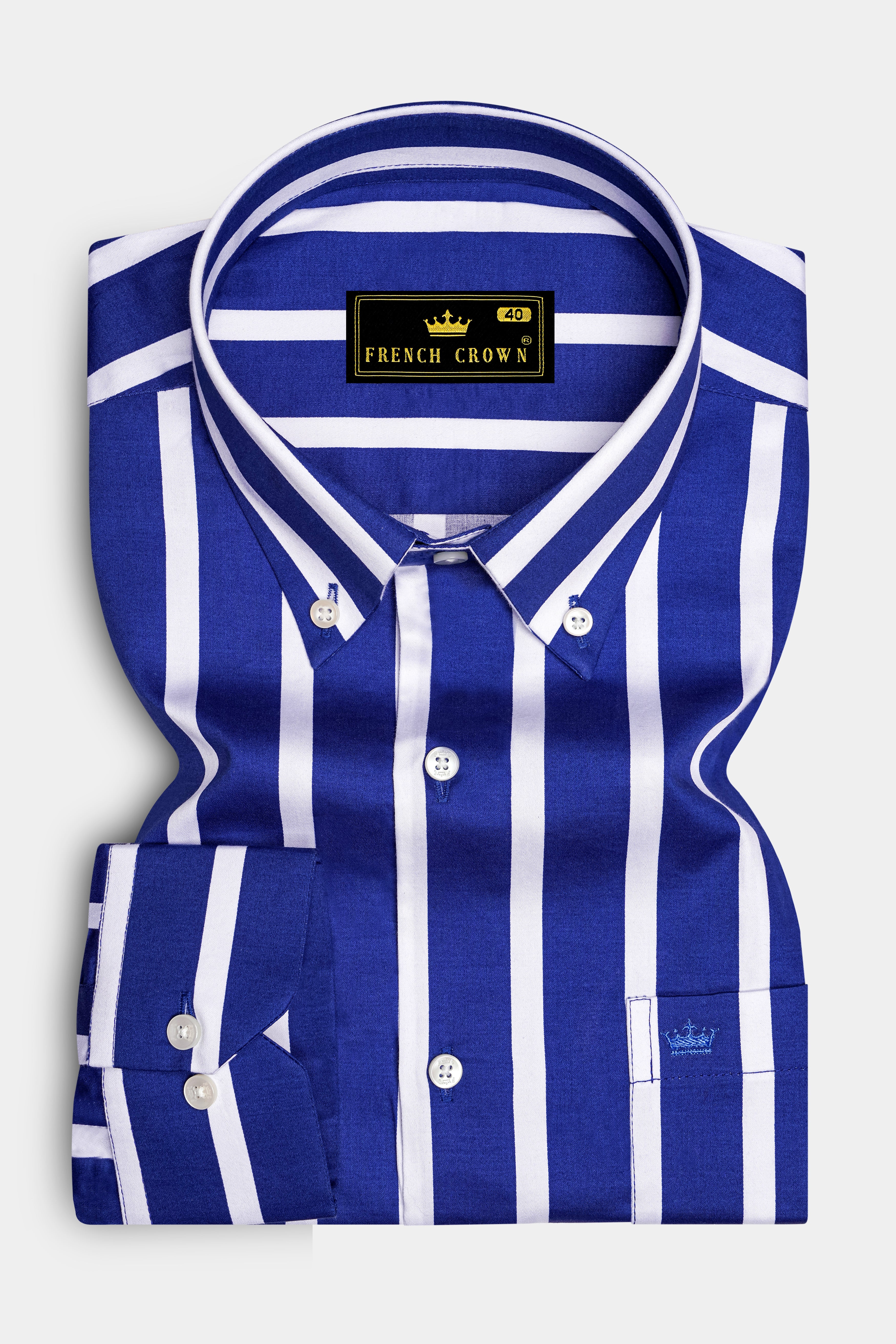 Marivon-Chambray Blue And Bright White Awning Striped Super Soft Premium Cotton Button Down Collar Dress Shirt 14384-BD-38, 14384-BD-H-38, 14384-BD-39, 14384-BD-H-39, 14384-BD-40, 14384-BD-H-40, 14384-BD-42, 14384-BD-H-42, 14384-BD-44, 14384-BD-H-44, 14384-BD-46, 14384-BD-H-46, 14384-BD-48, 14384-BD-H-48, 14384-BD-50, 14384-BD-H-50, 14384-BD-52, 14384-BD-H-52