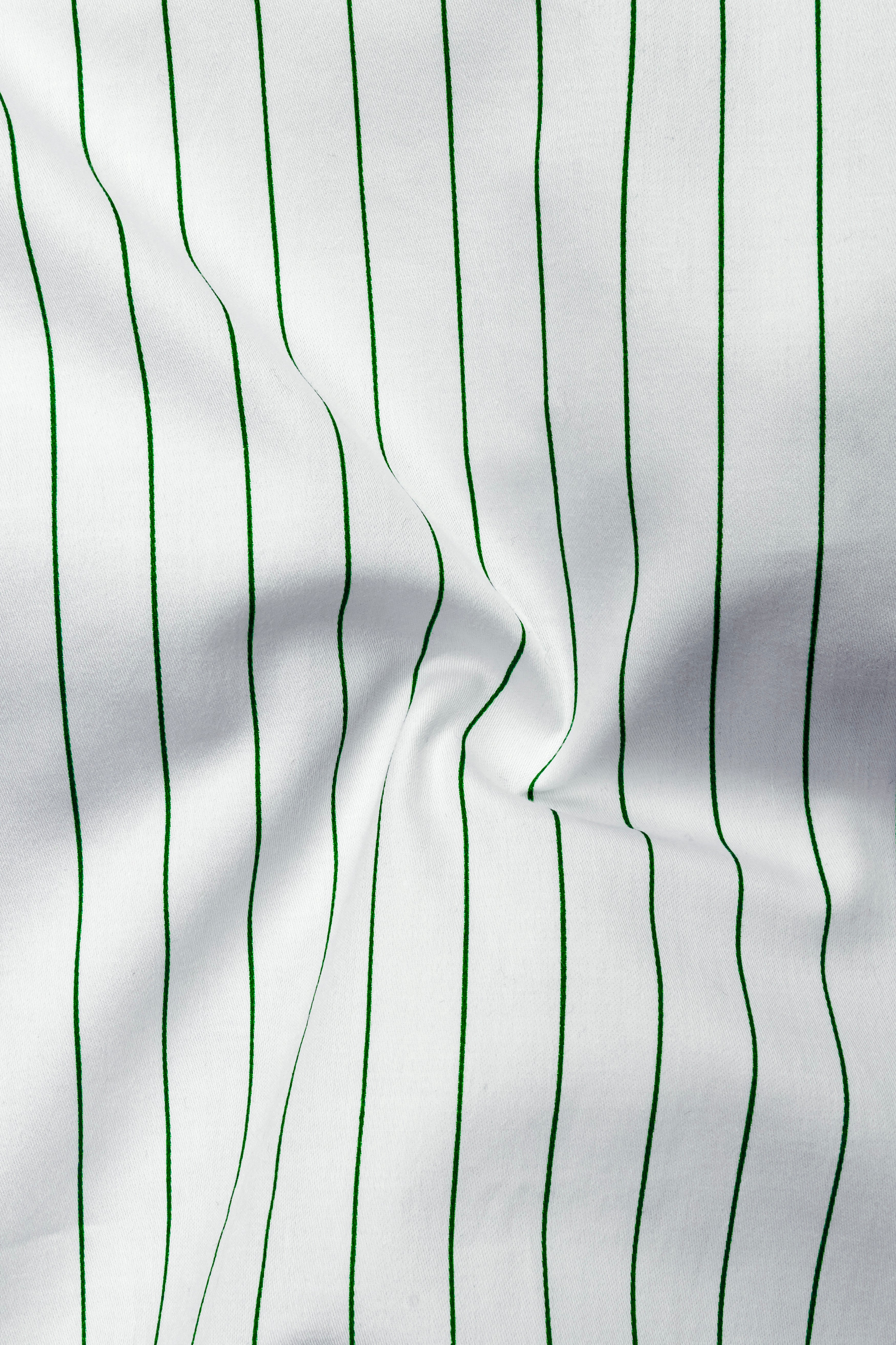 Verdoro-Bright White And Camarone Green Pin Striped Subtle Sheen Super Soft Premium Cotton Dress Shirt