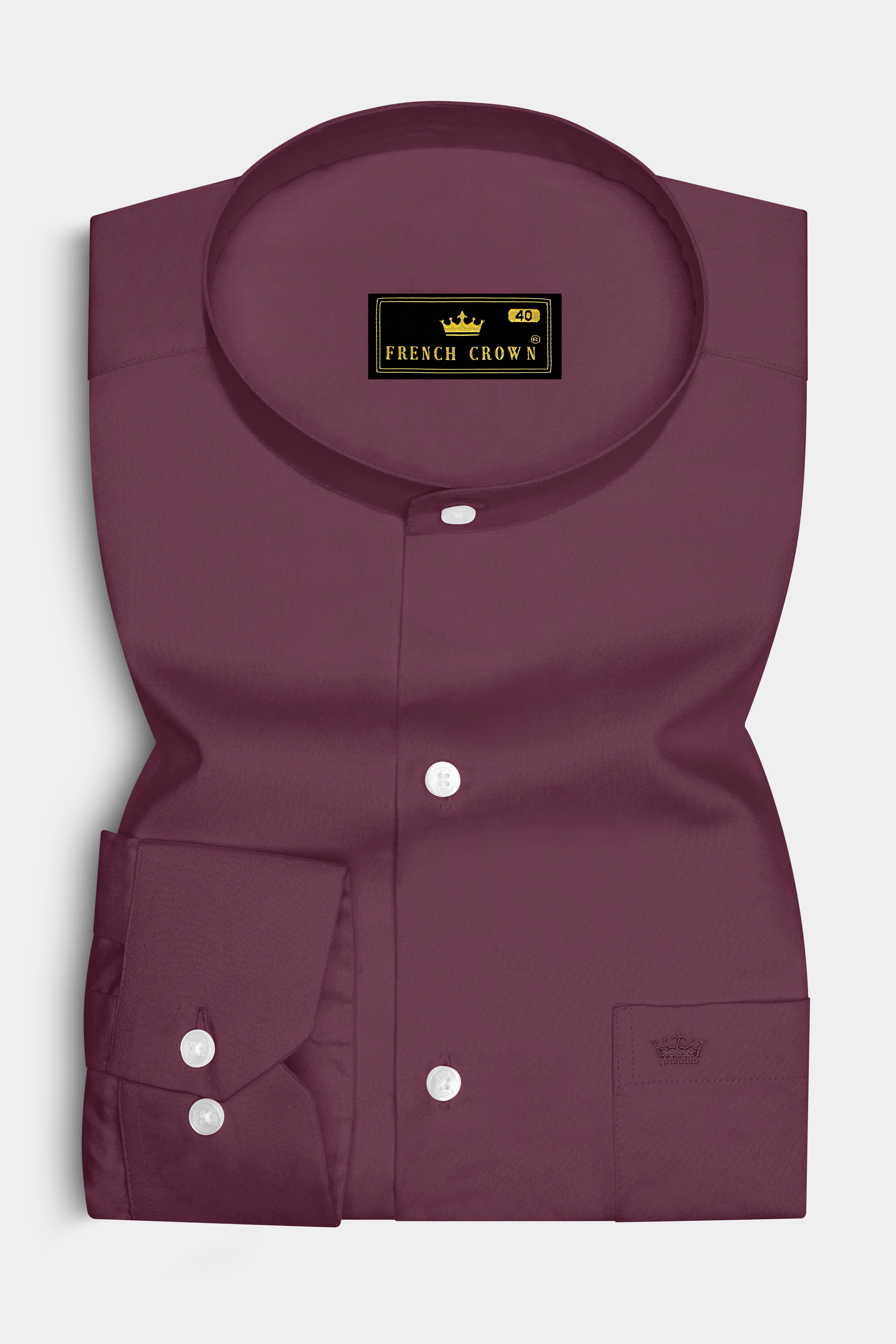 Auretus-Tuscan Pink Subtle Sheen Super Soft Premium Cotton Mandarin Dress Shirt