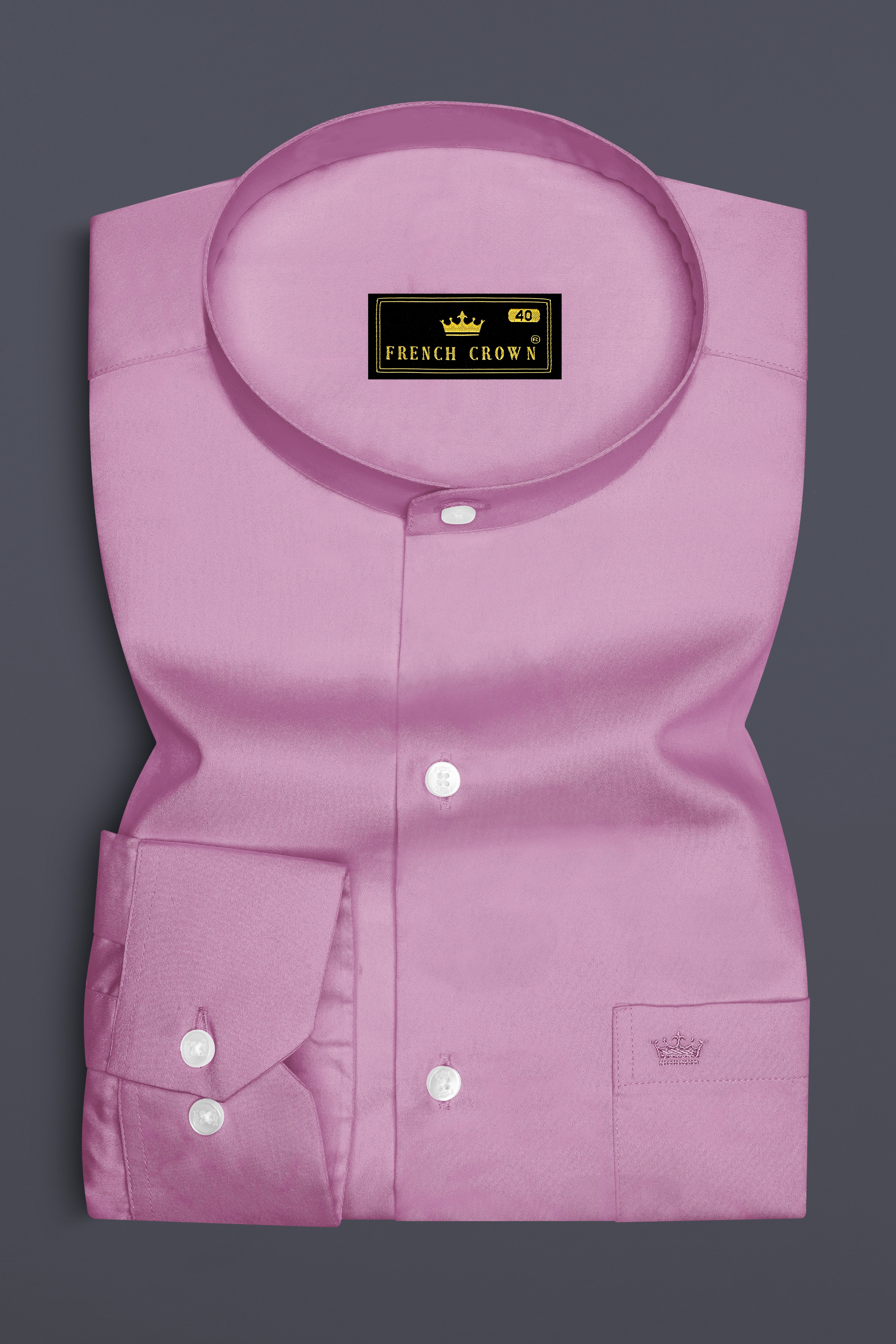 Blushoro-Viola Pink Subtle Sheen Super Soft Premium Cotton Mandarin Dress Shirt