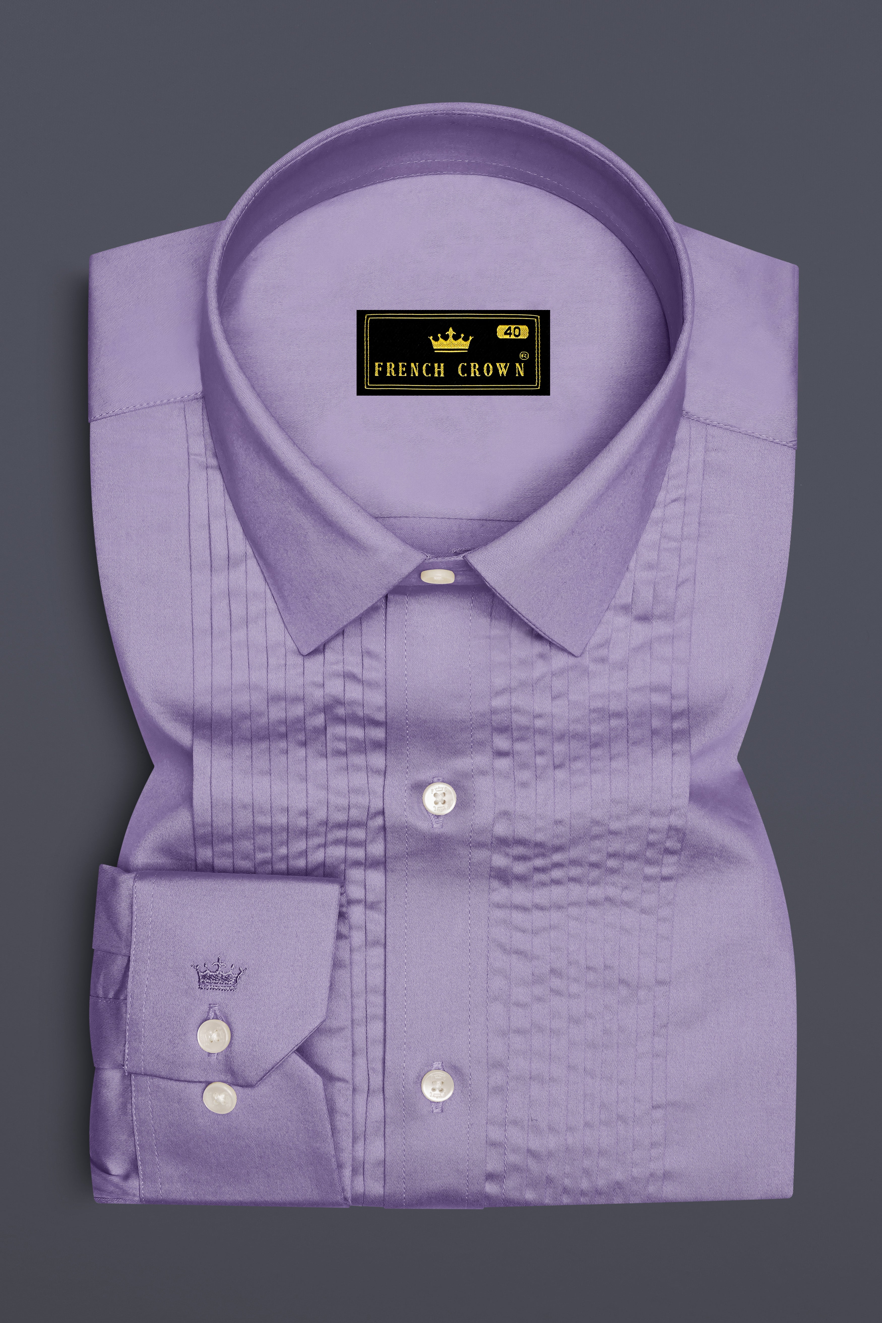 Lavero-Pastel Purple Subtle Sheen Super Soft Premium Cotton Tuxedo Dress Shirt