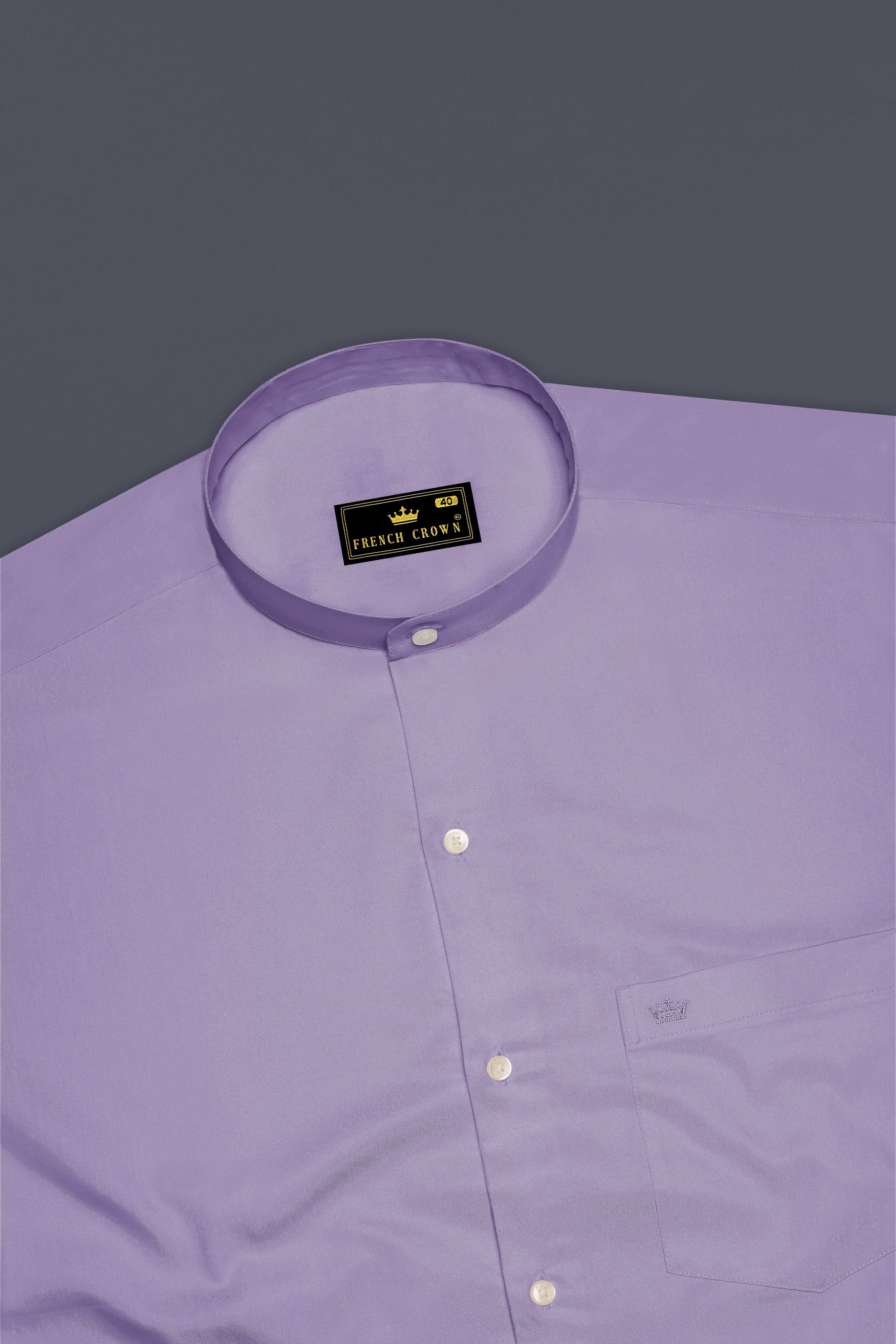 Lavero-Pastel Purple Subtle Sheen Super Soft Premium Cotton Mandarin Dress Shirt