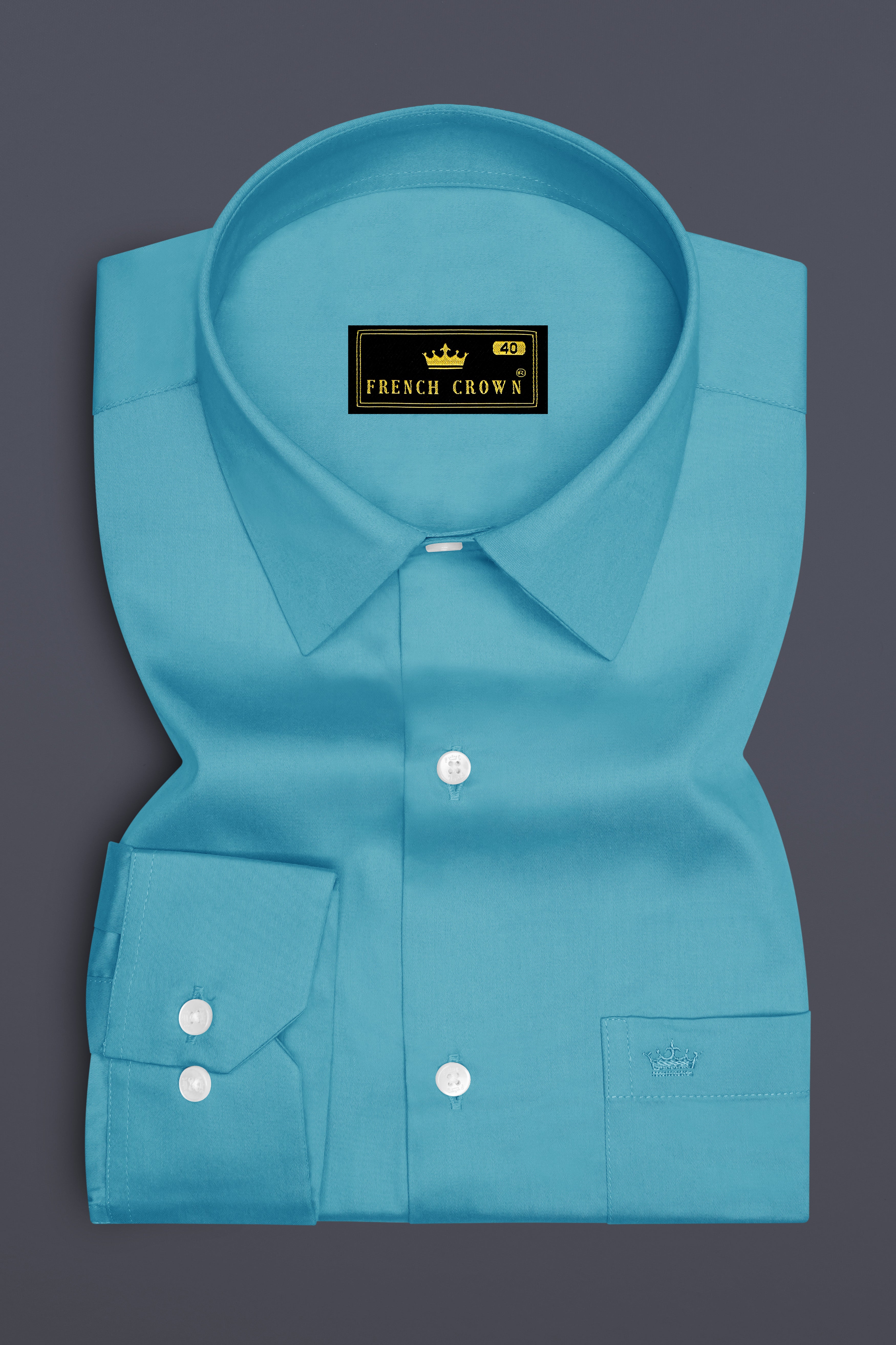 Orientor-Eastern Blue Subtle Sheen Super Soft Premium Cotton Dress Shirt