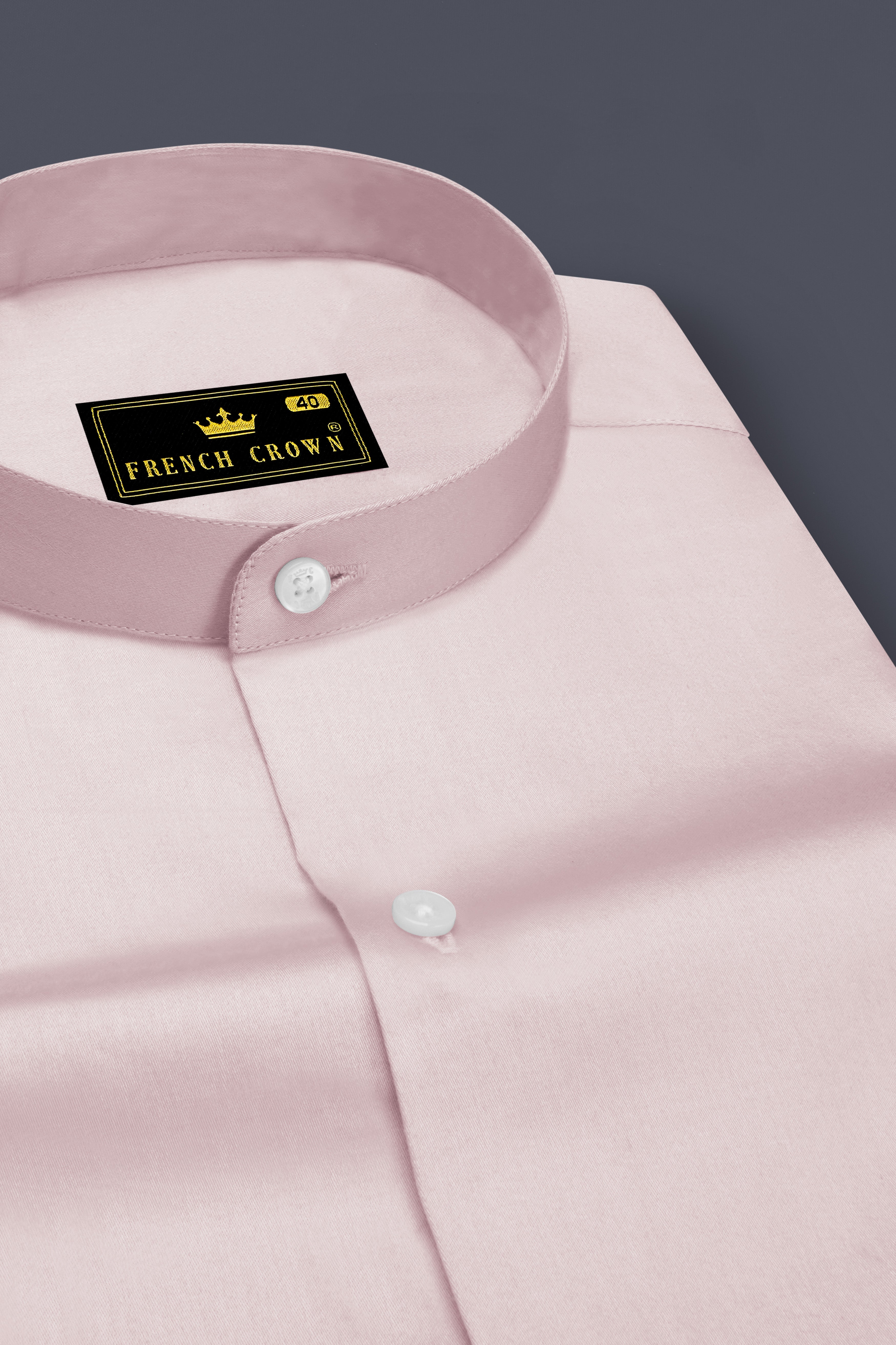 Lumivon-Silver Cream Subtle Sheen Super Soft Premium Cotton Mandarin Dress Shirt